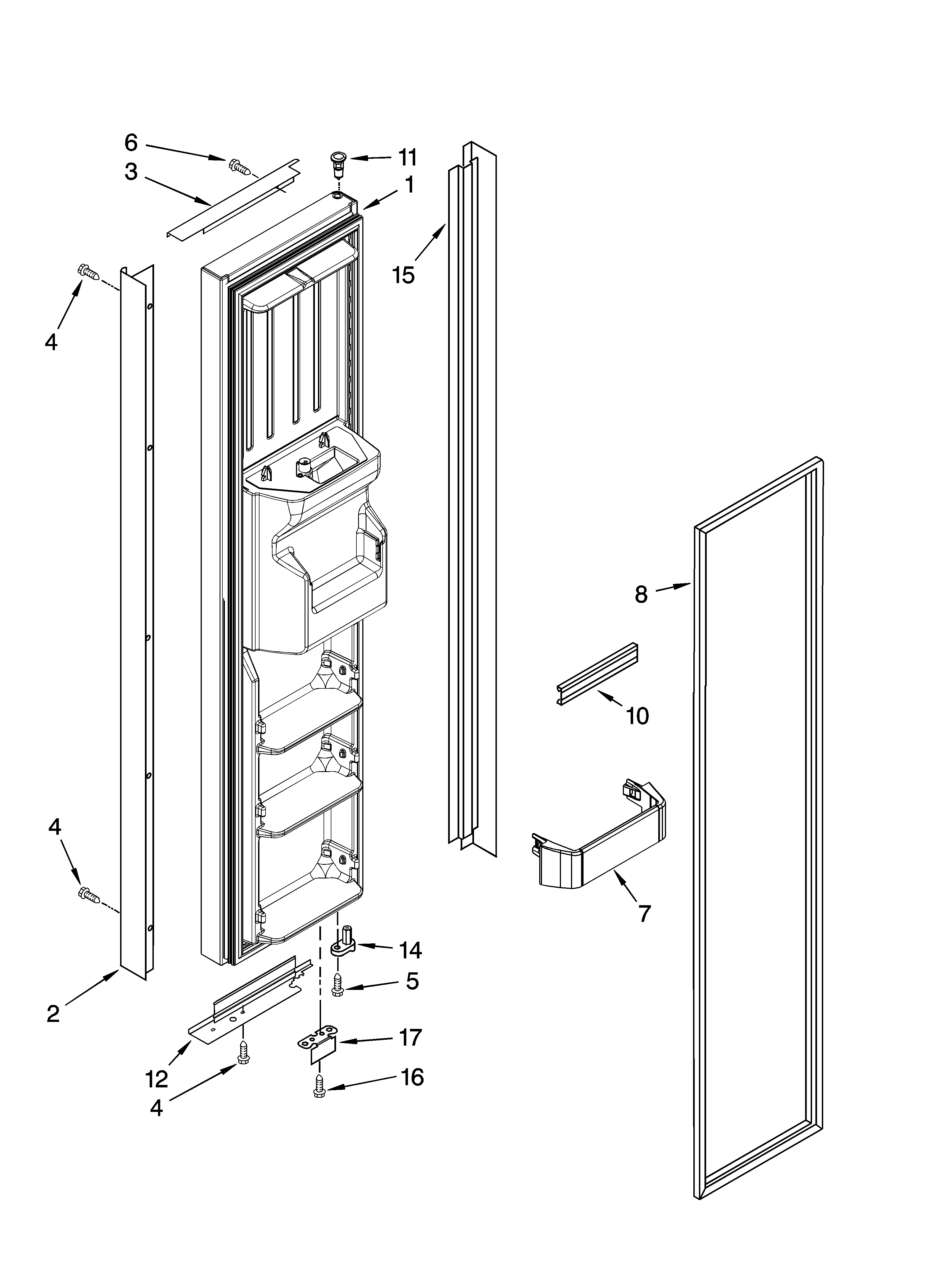 KitchenAid KSBS25IVSS00 freezer door parts diagram