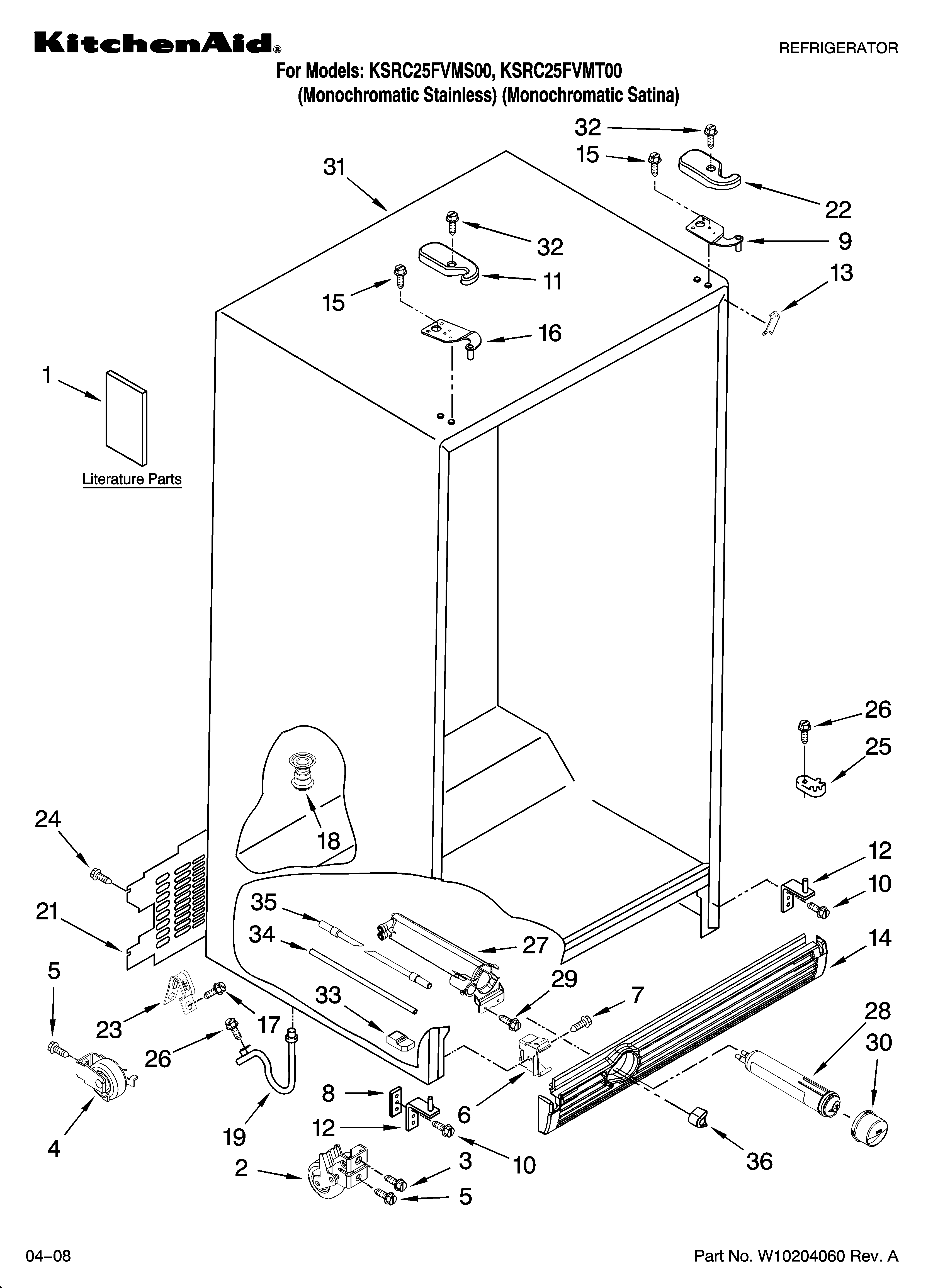 KitchenAid KSRC25FVMS00 cabinet parts diagram