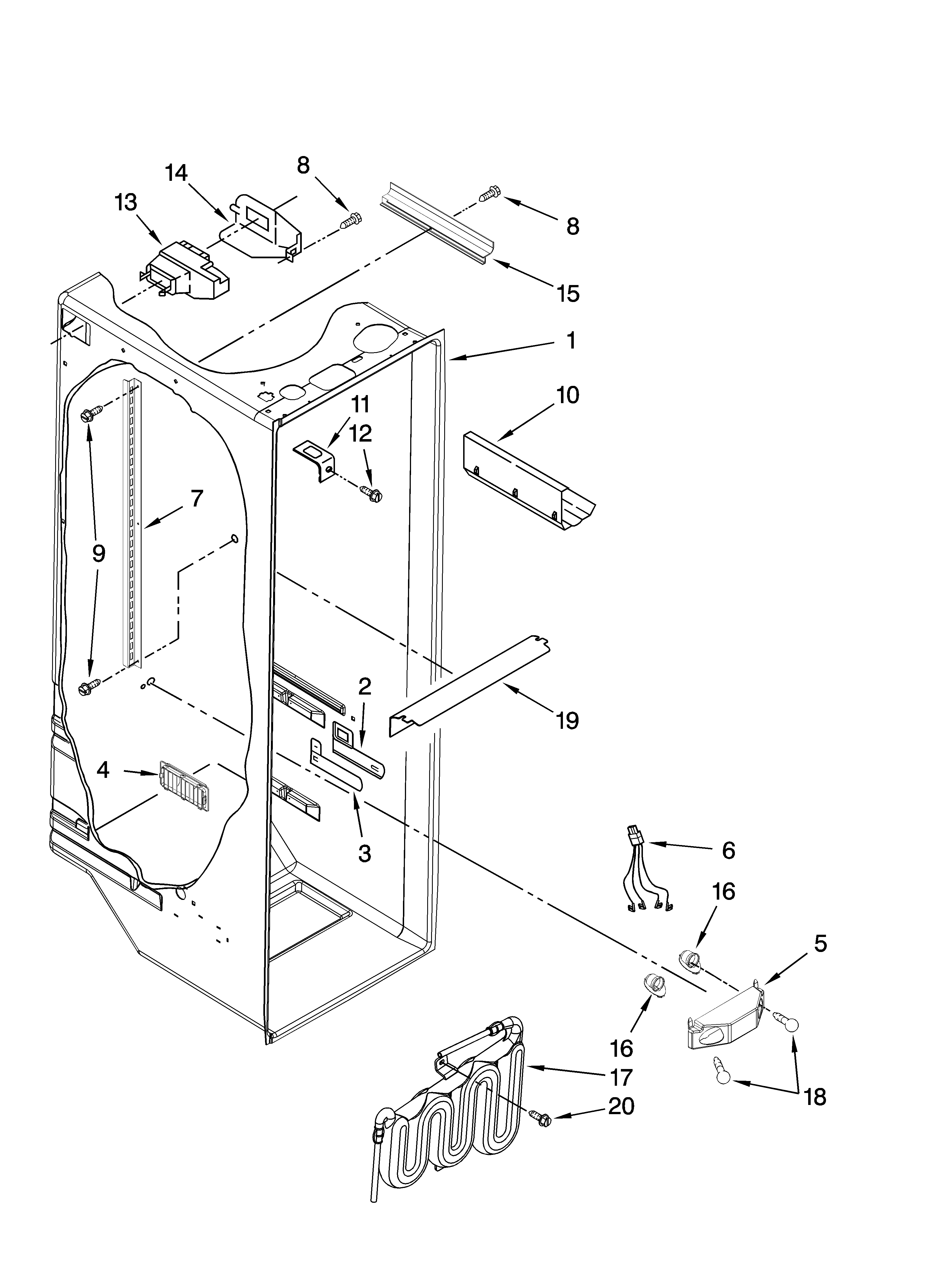 KitchenAid KSRC25FVMS00 refrigerator liner parts diagram