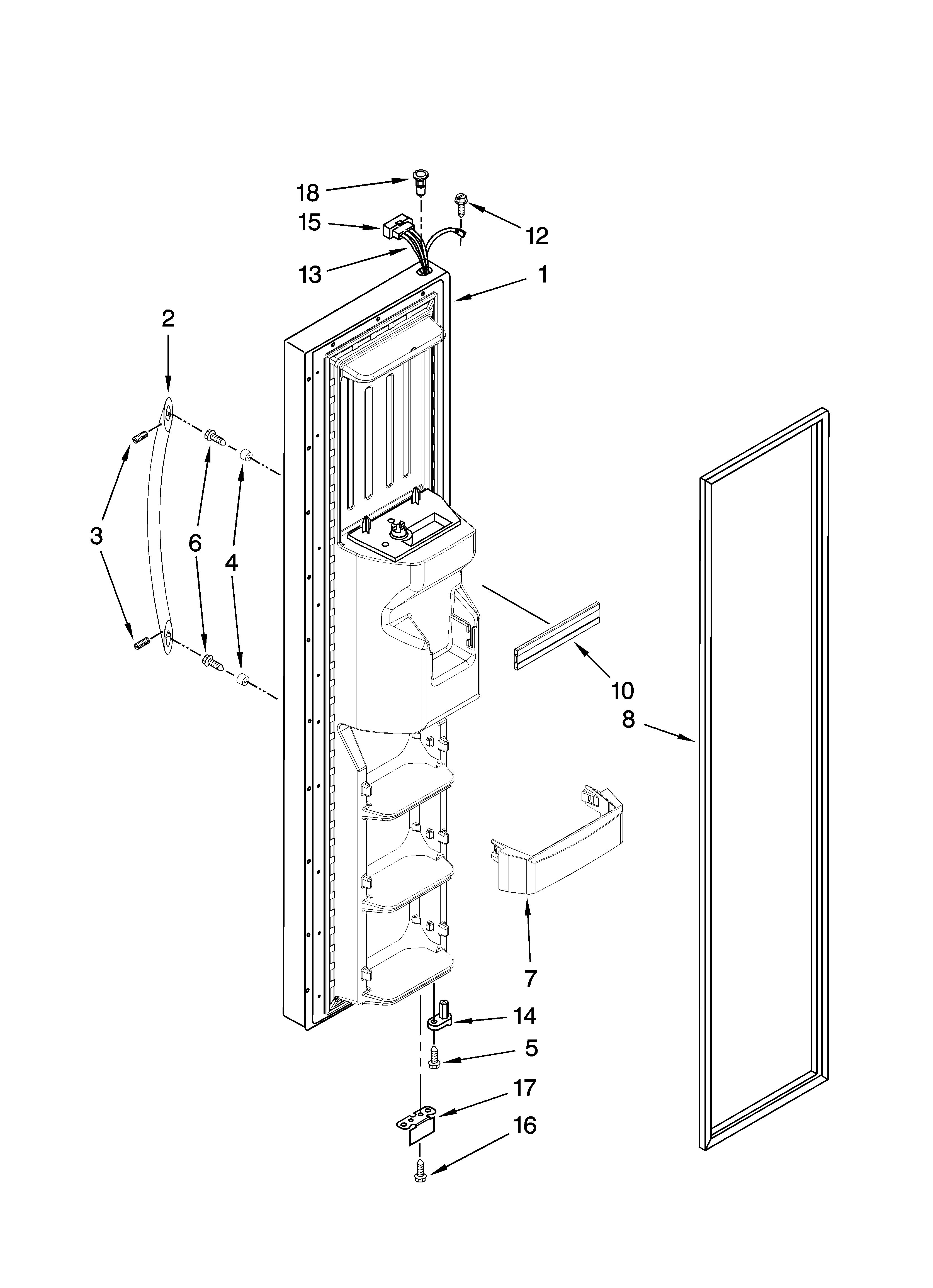 KitchenAid KSRC25FVMS00 freezer door parts diagram