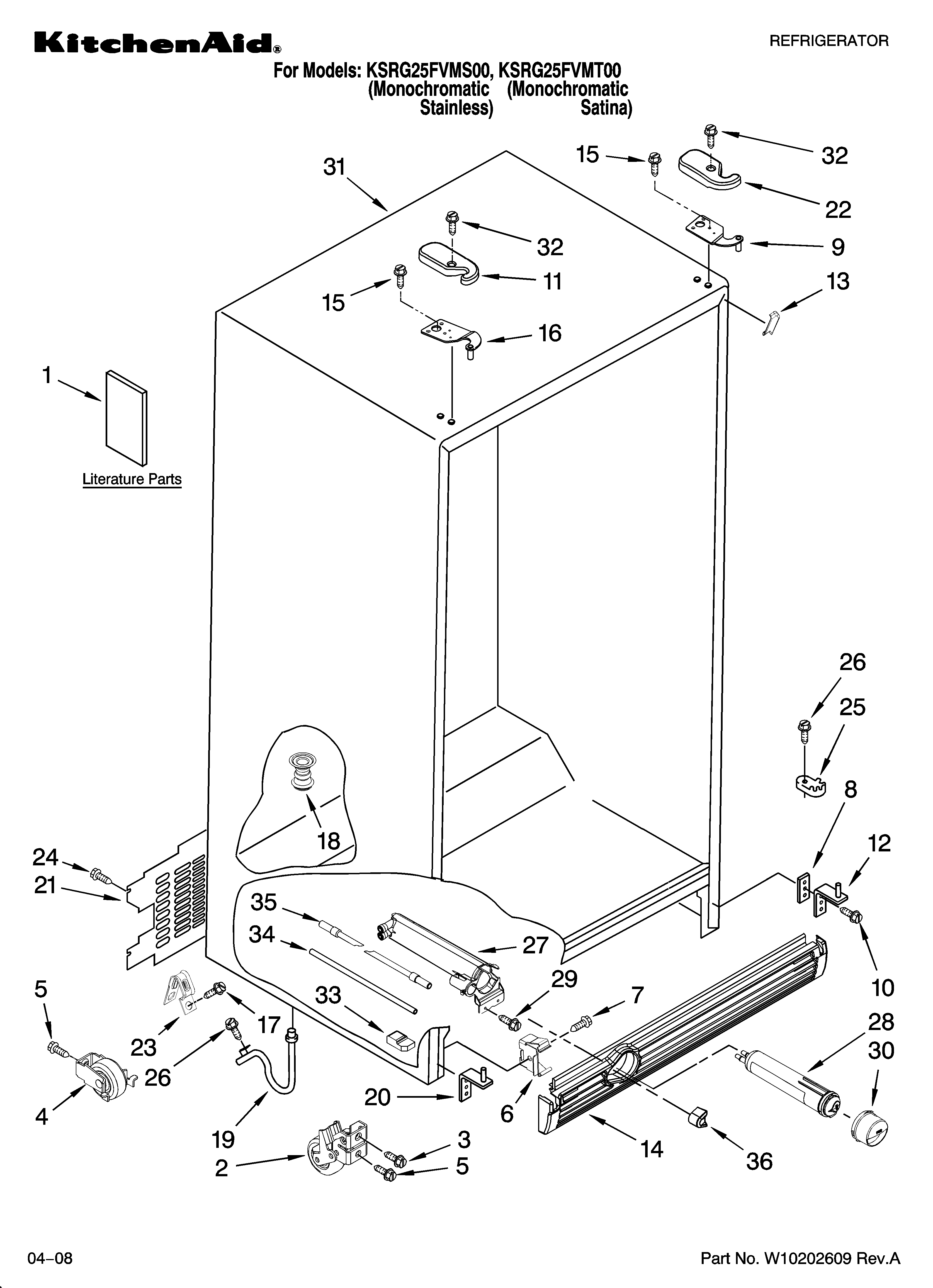 KitchenAid KSRG25FVMS00 cabinet parts diagram