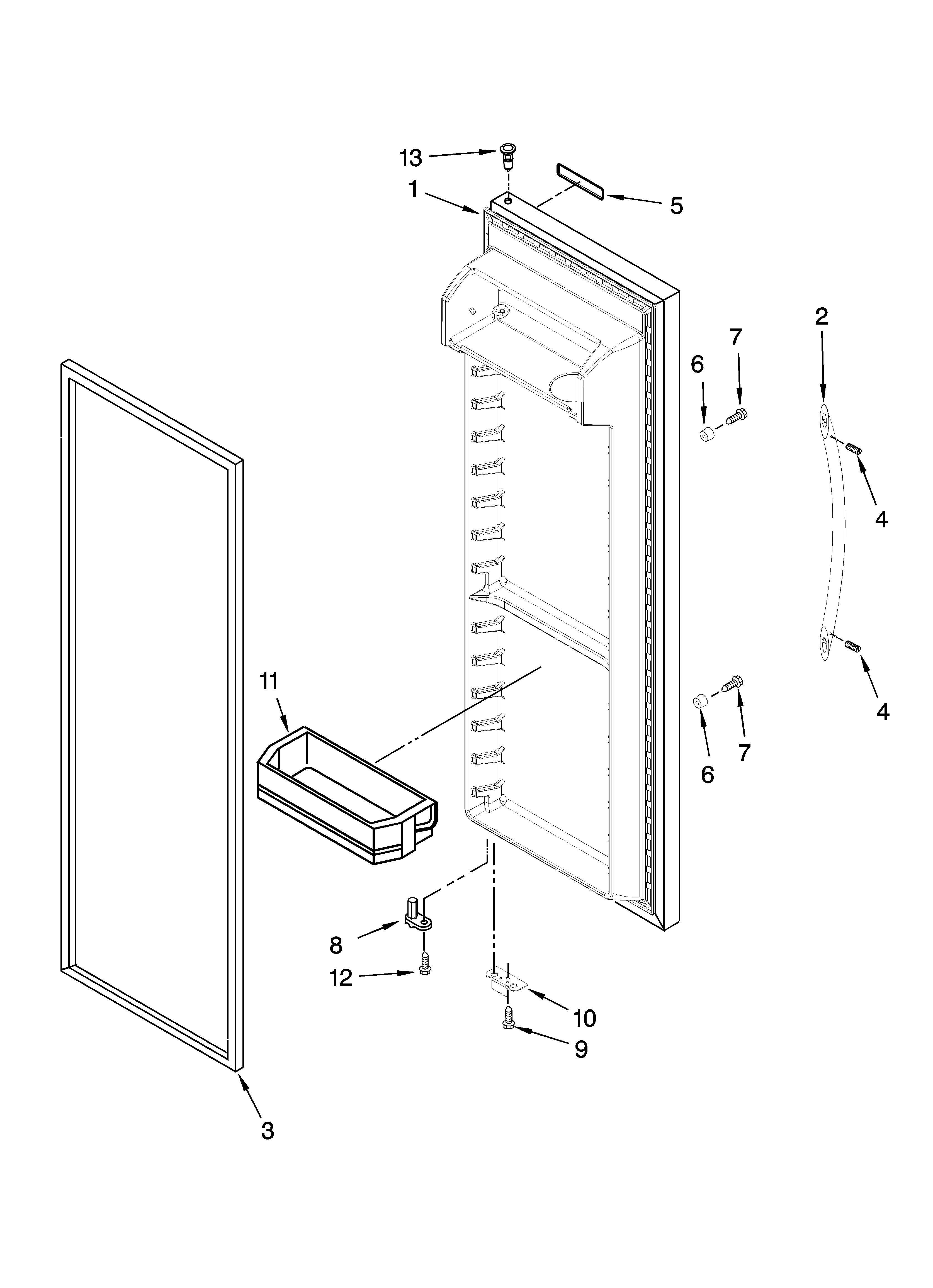 KitchenAid KSRG25FVMS00 refrigerator door parts diagram