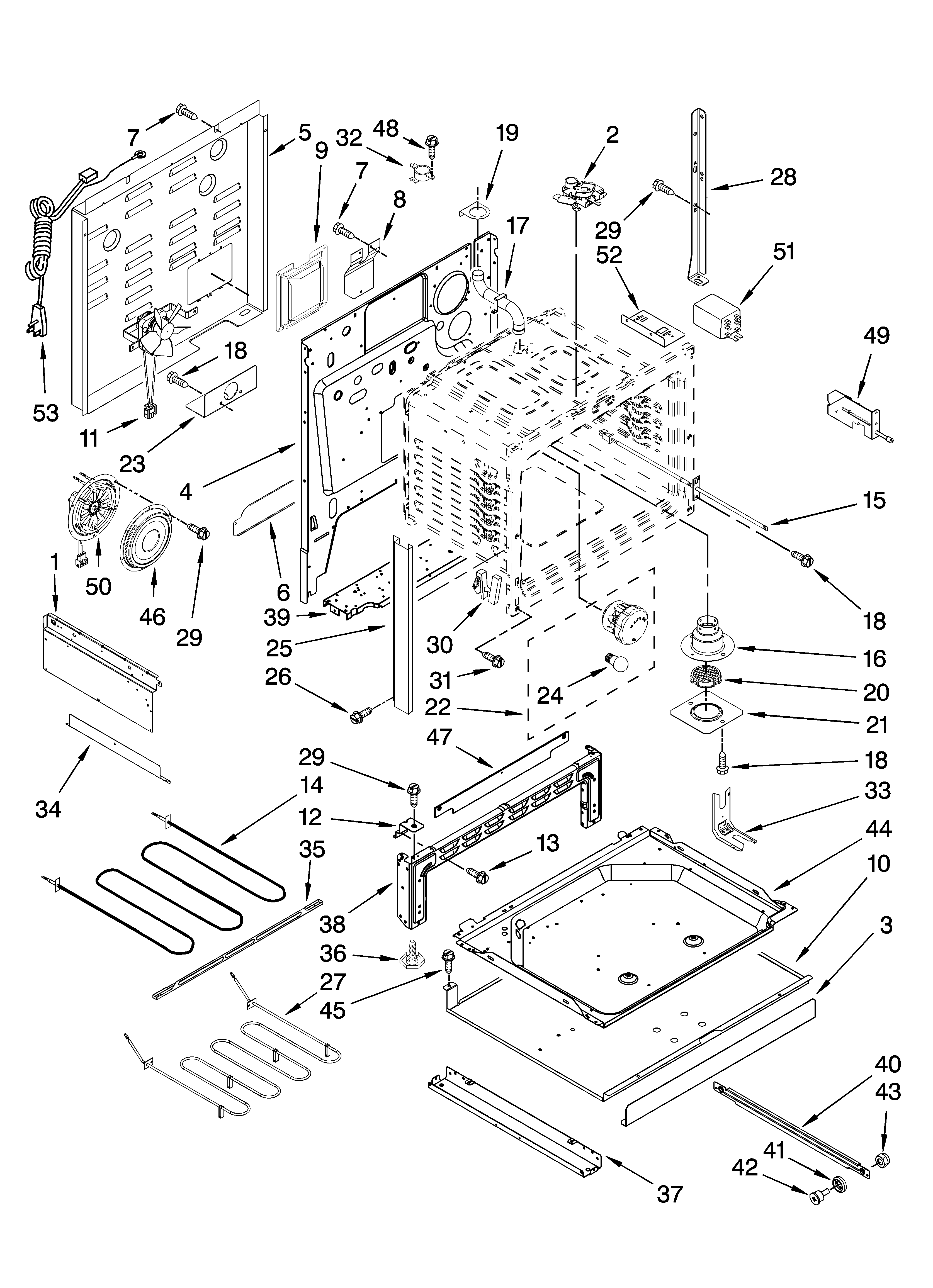 Whirlpool YGY399LXUQ10 chassis parts diagram