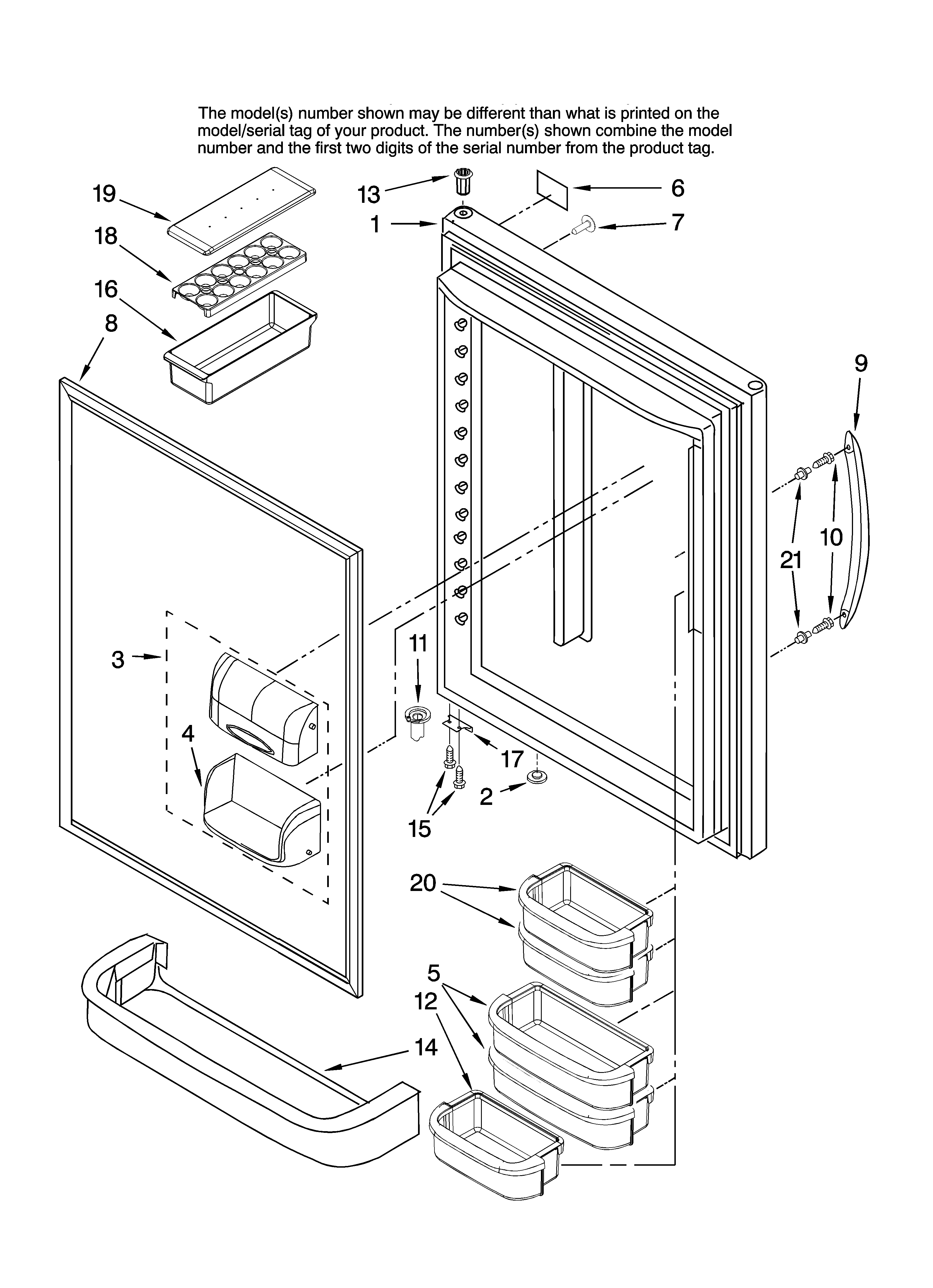 Amana ABR1927FES12 refrigerator door parts diagram
