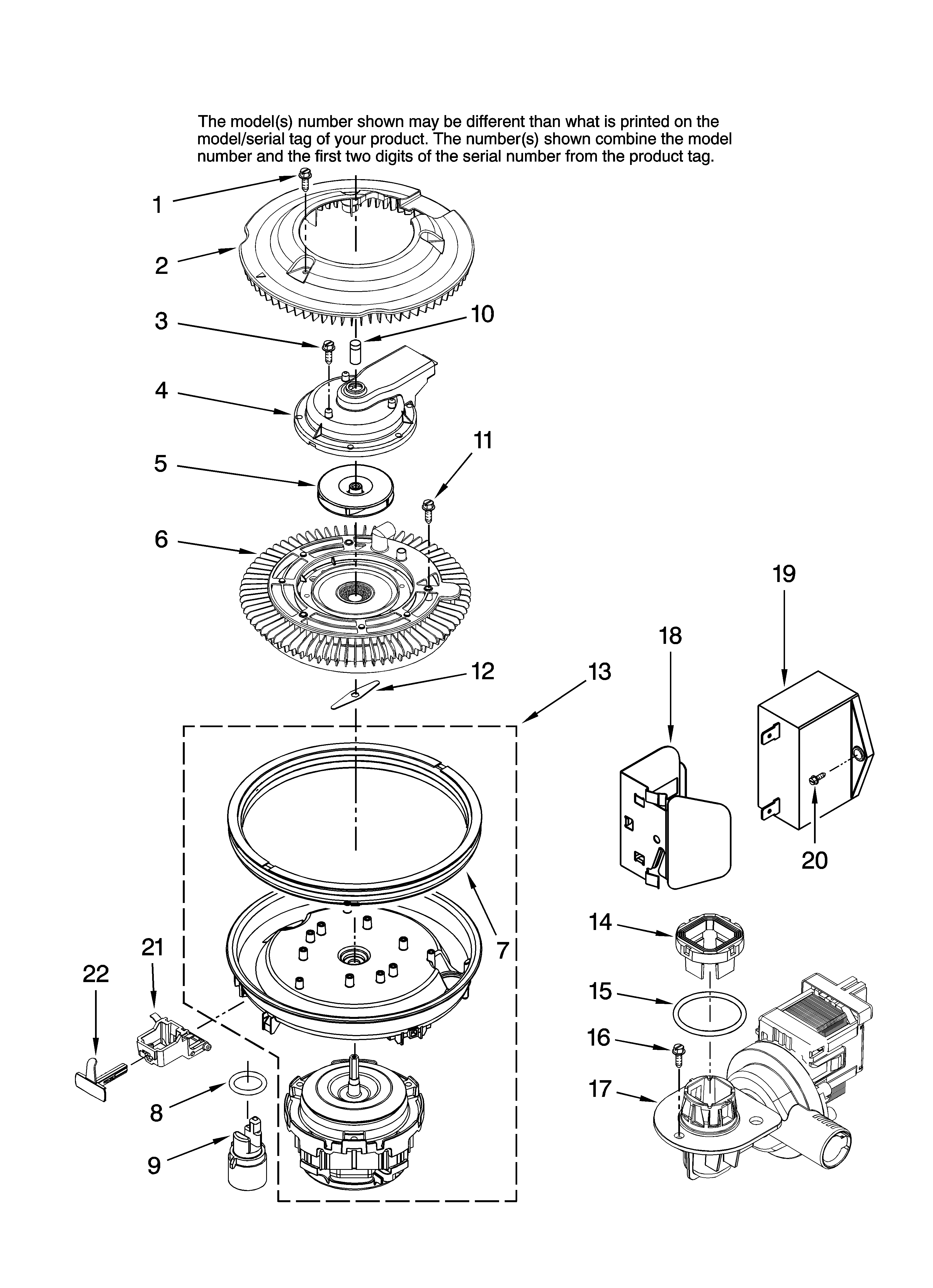 Maytag MDBH980AWB10 pump and motor parts diagram