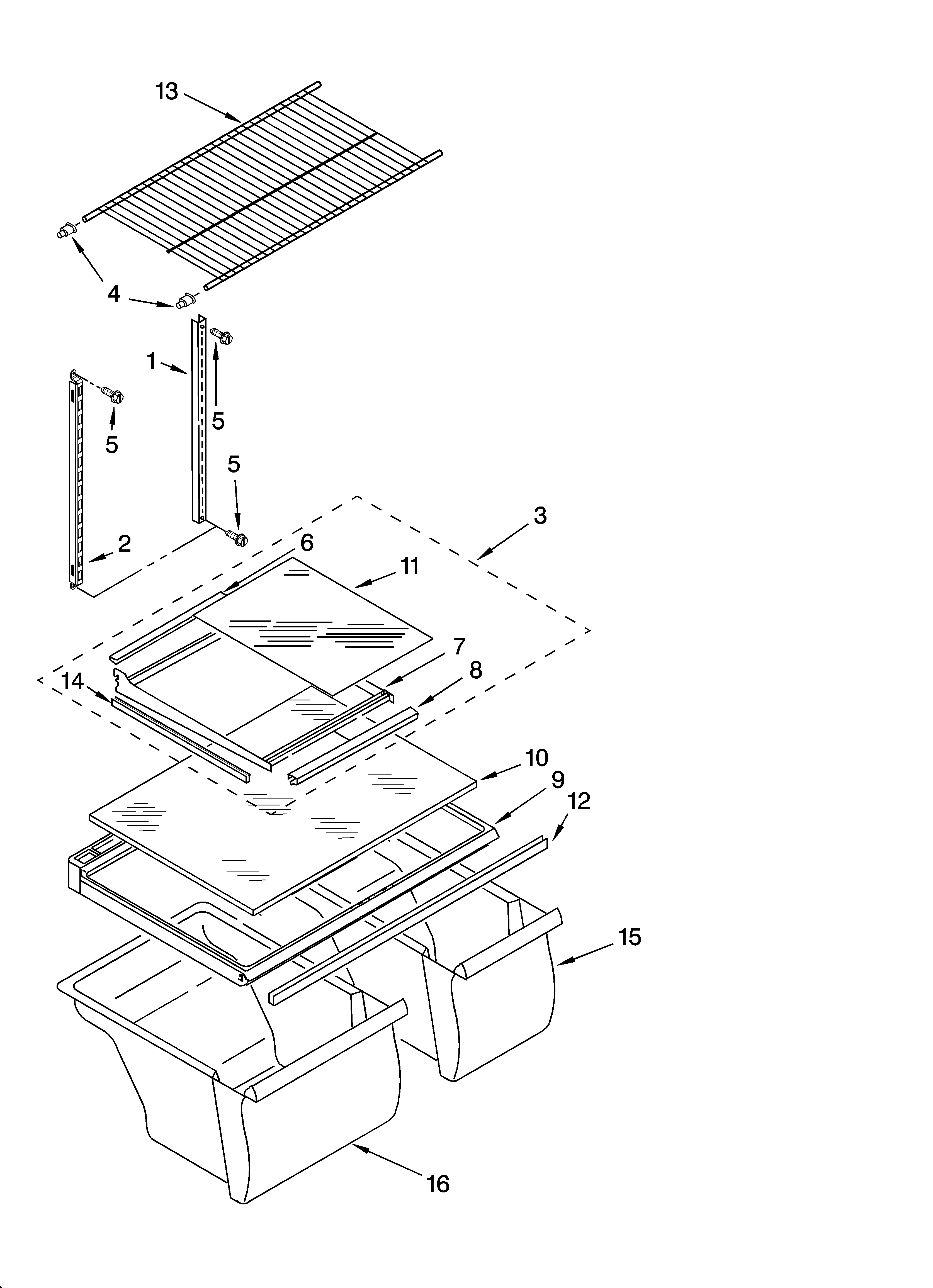 Gladiator GARF19XXVK00 shelf parts, optional parts diagram