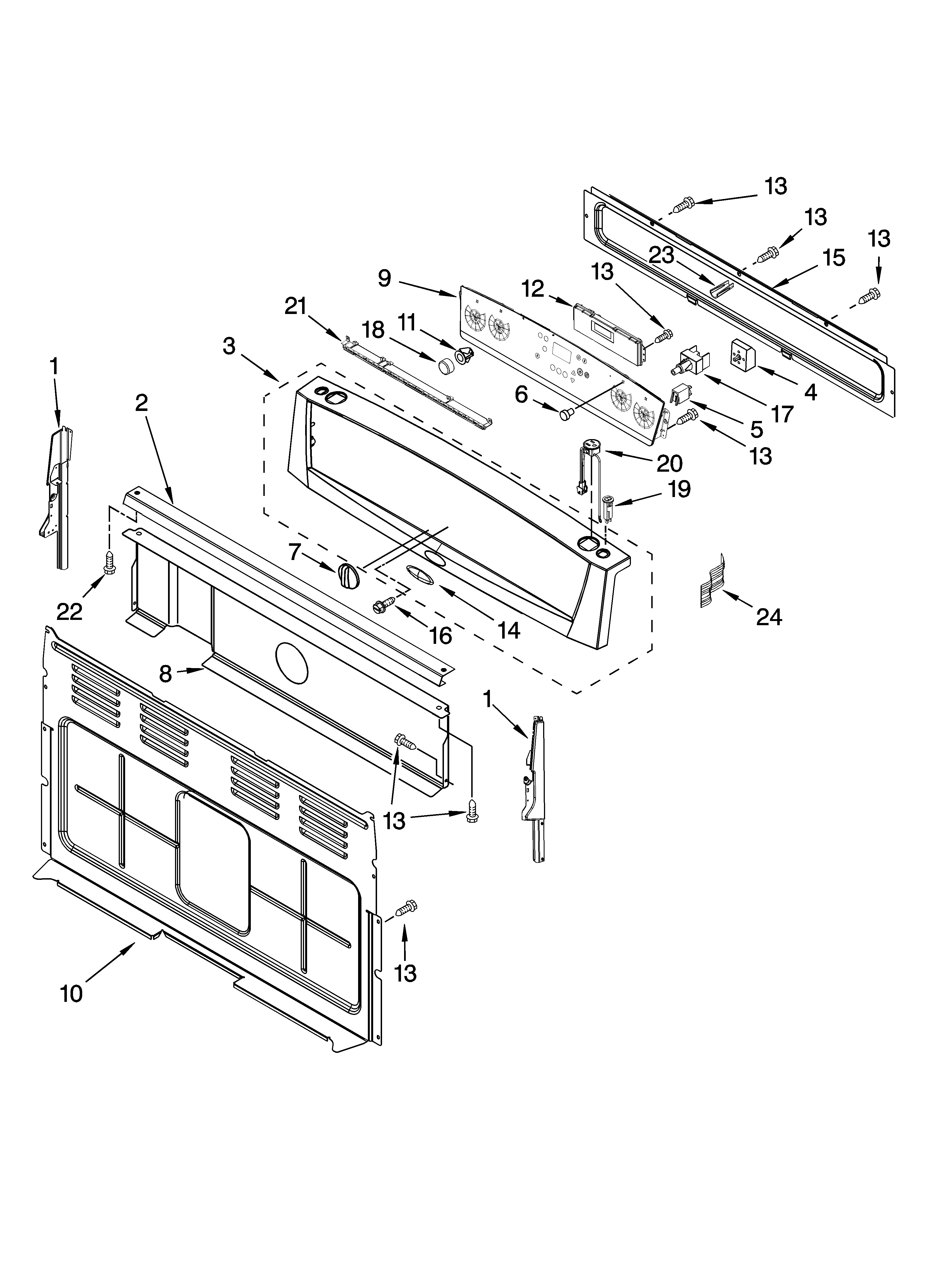 Whirlpool GERC4110SB2 control panel parts diagram