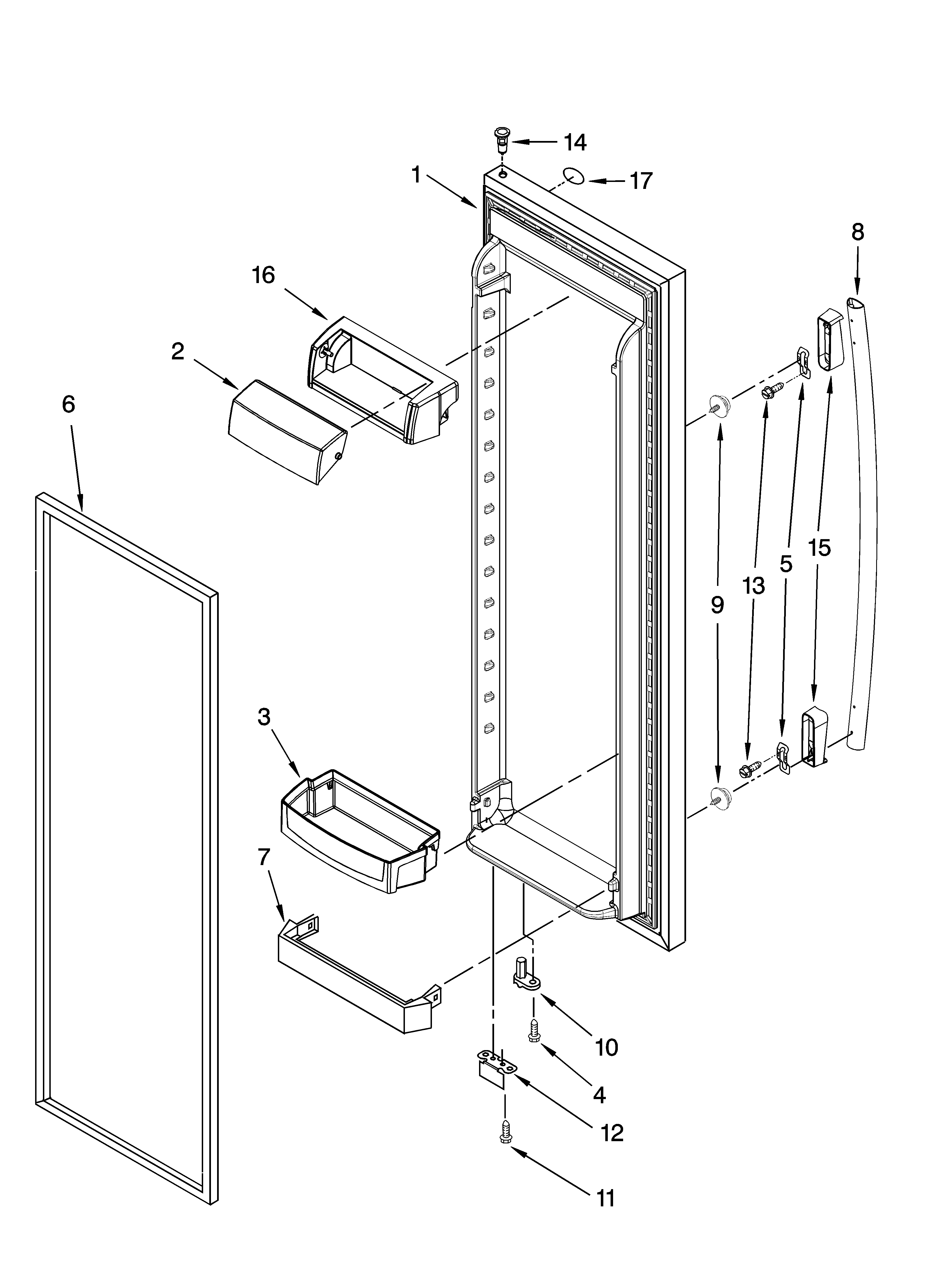 Whirlpool GS5DHAXVY00 refrigerator door parts diagram