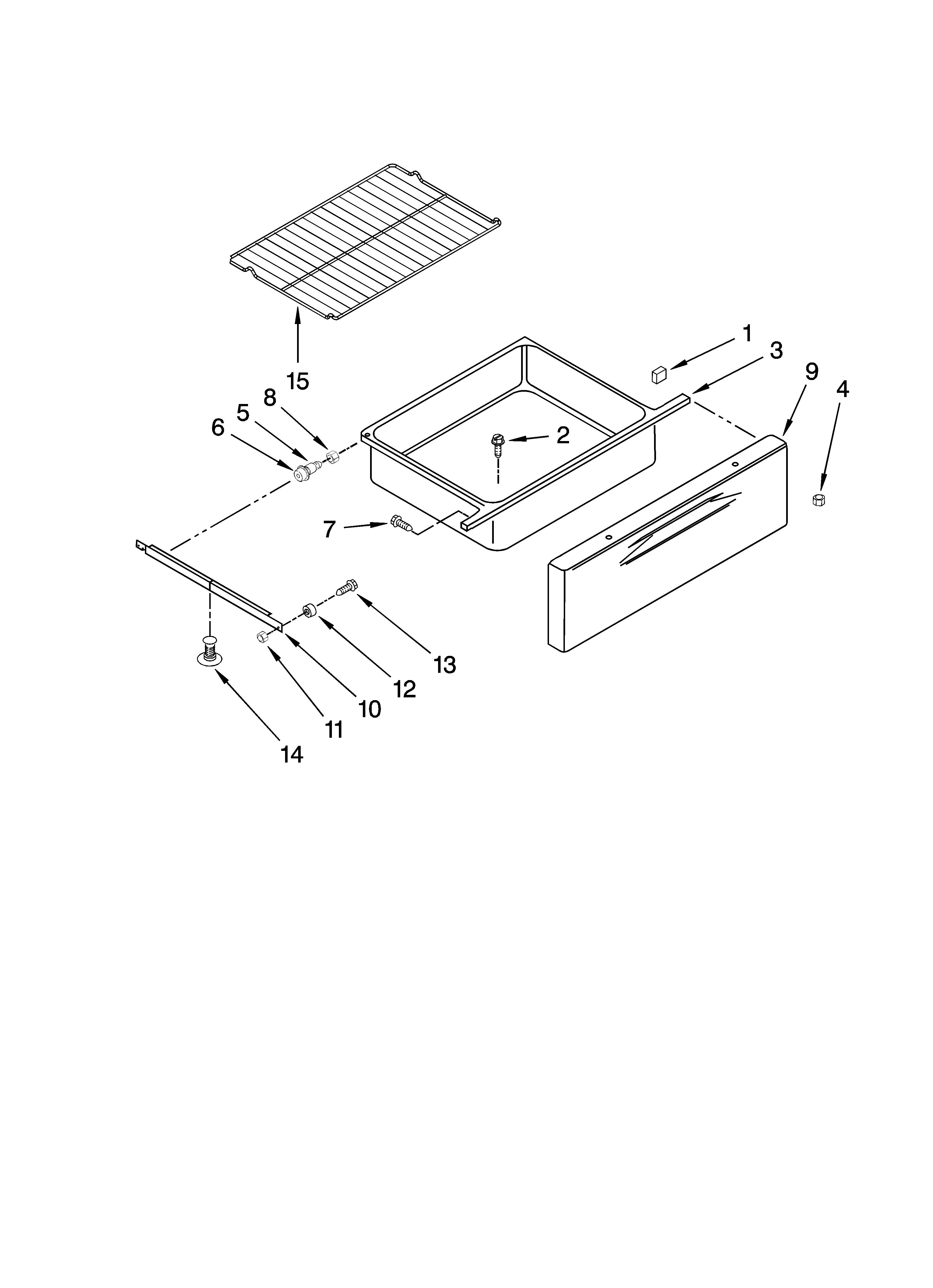 KitchenAid KERK201TSS0 drawer and rack parts, optional parts (not included) diagram