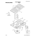 KitchenAid KFGS306VSS01 cooktop, burner and grate parts diagram