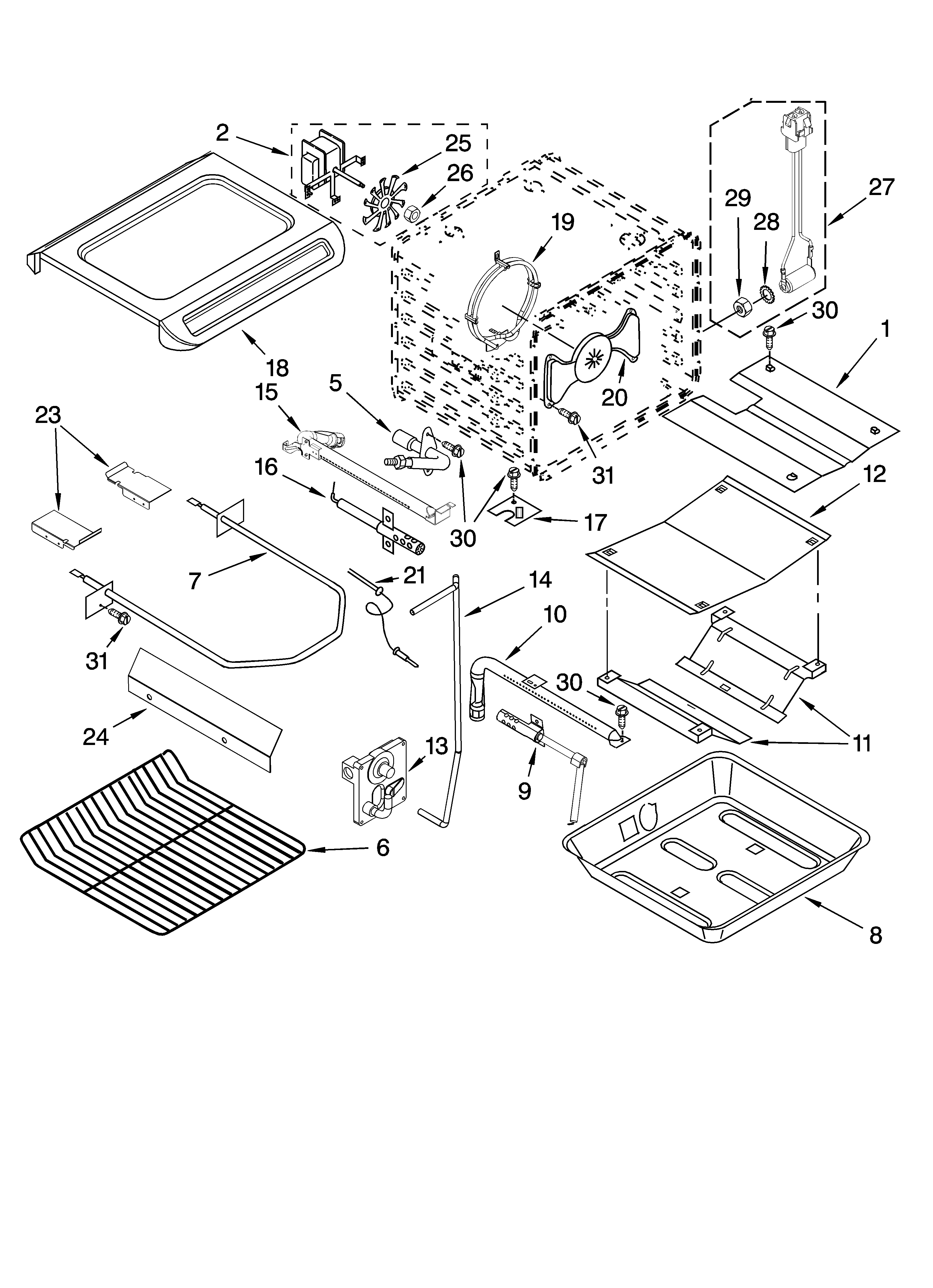 KitchenAid KGRS807SBL01 internal oven parts diagram