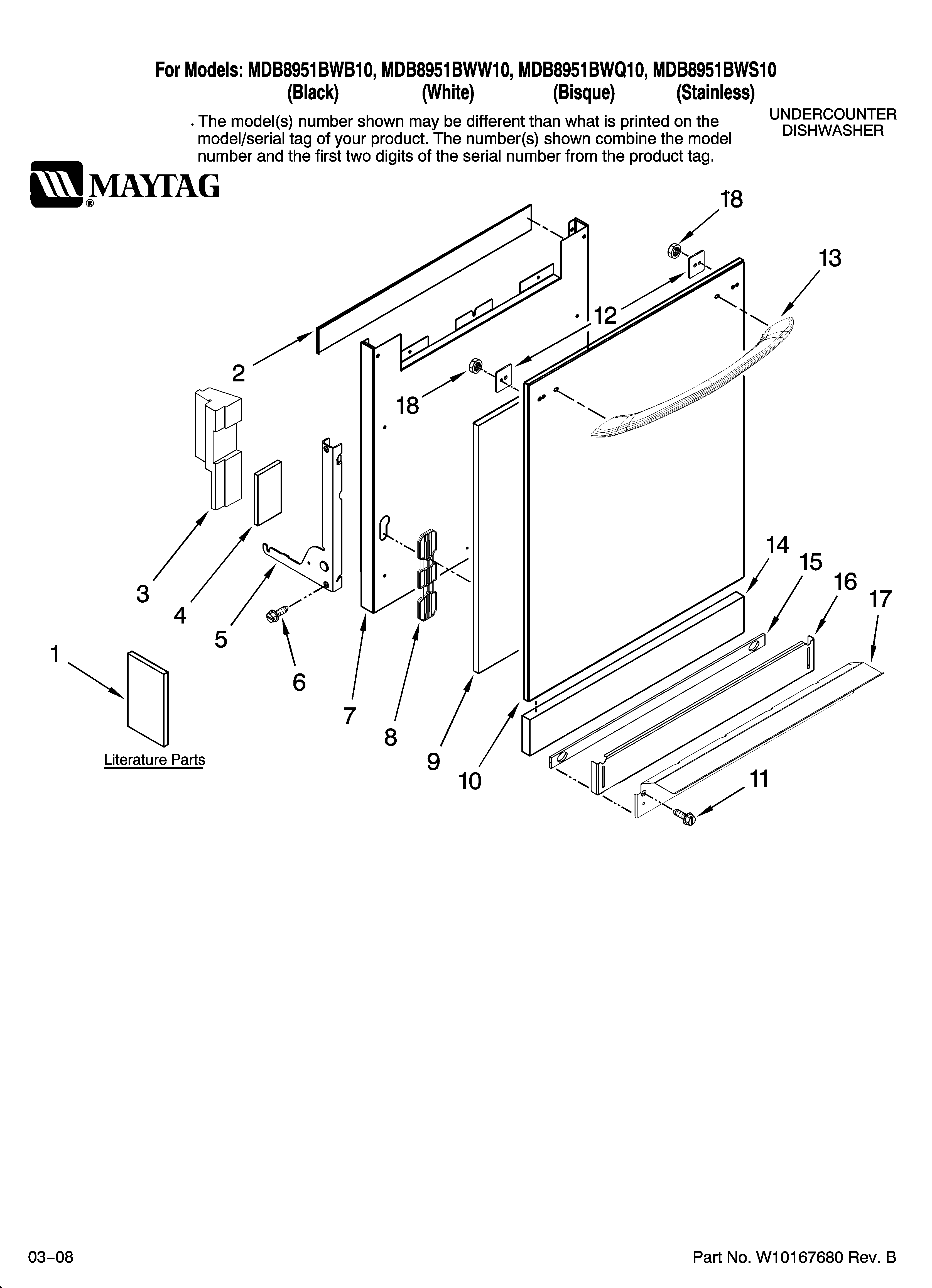Maytag MDB8951BWW10 door and panel parts diagram