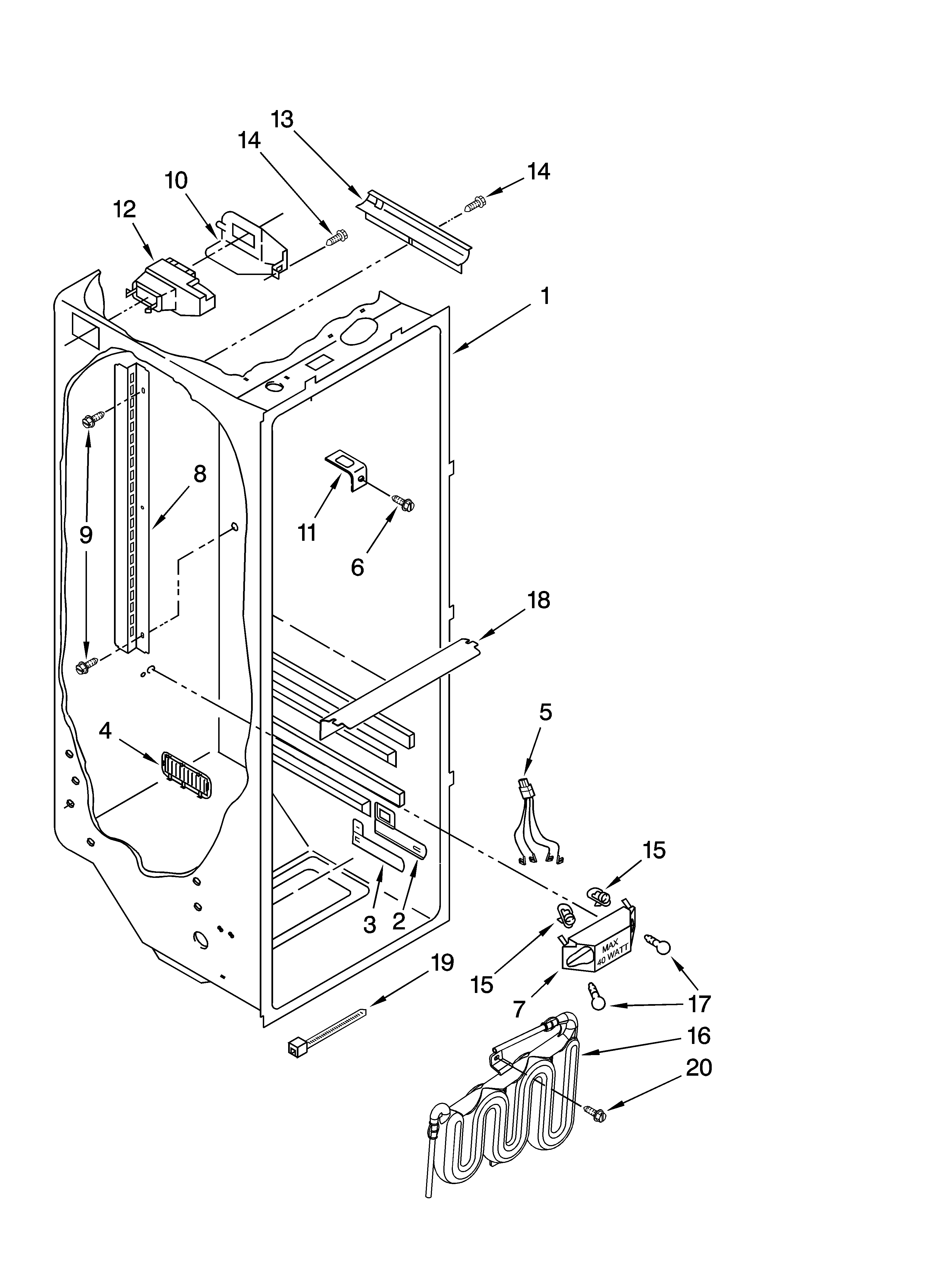 Amana ASD2522VRS01 refrigerator liner parts diagram