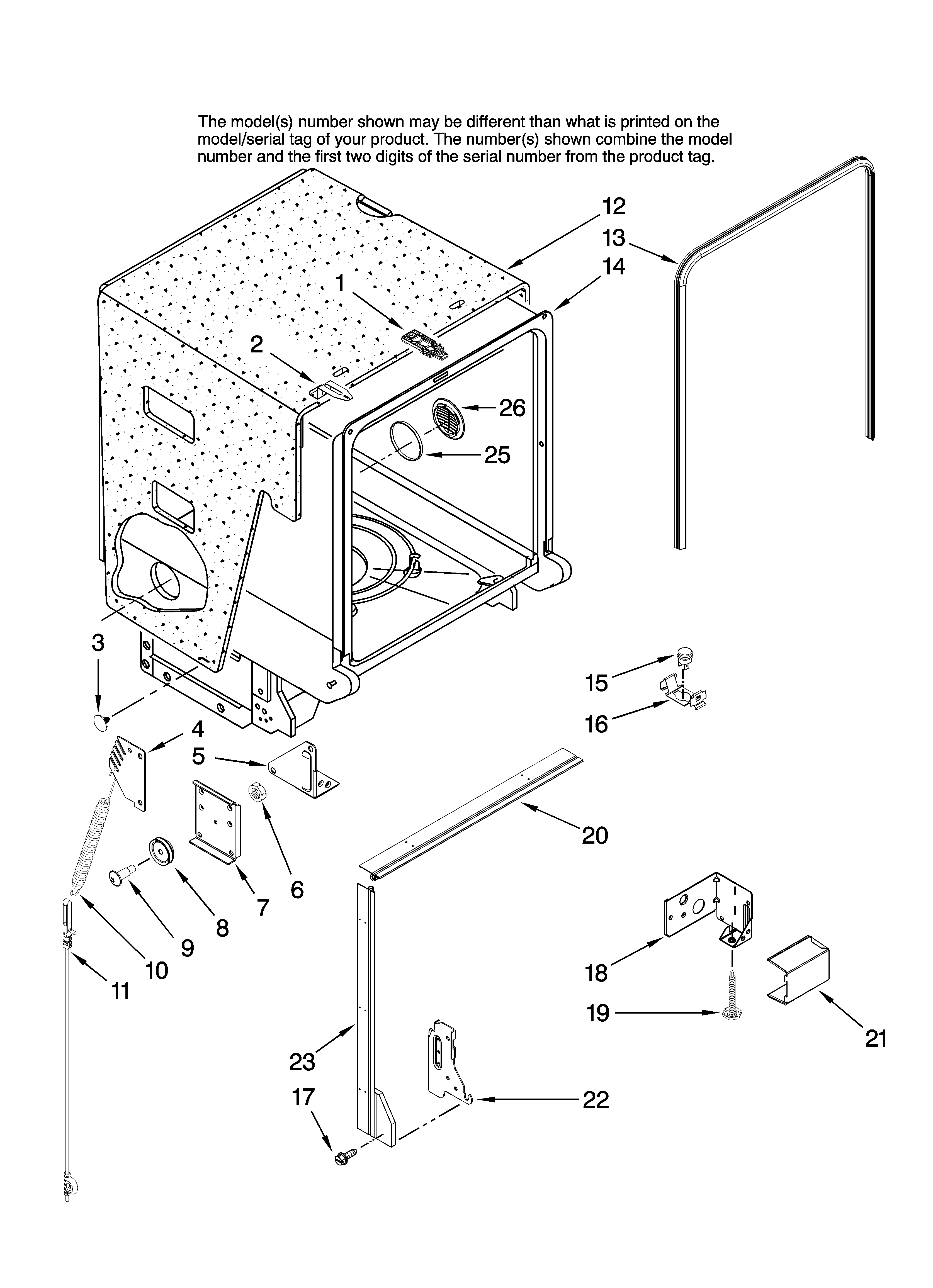 Maytag MDB5651AWB37 tub and frame parts diagram