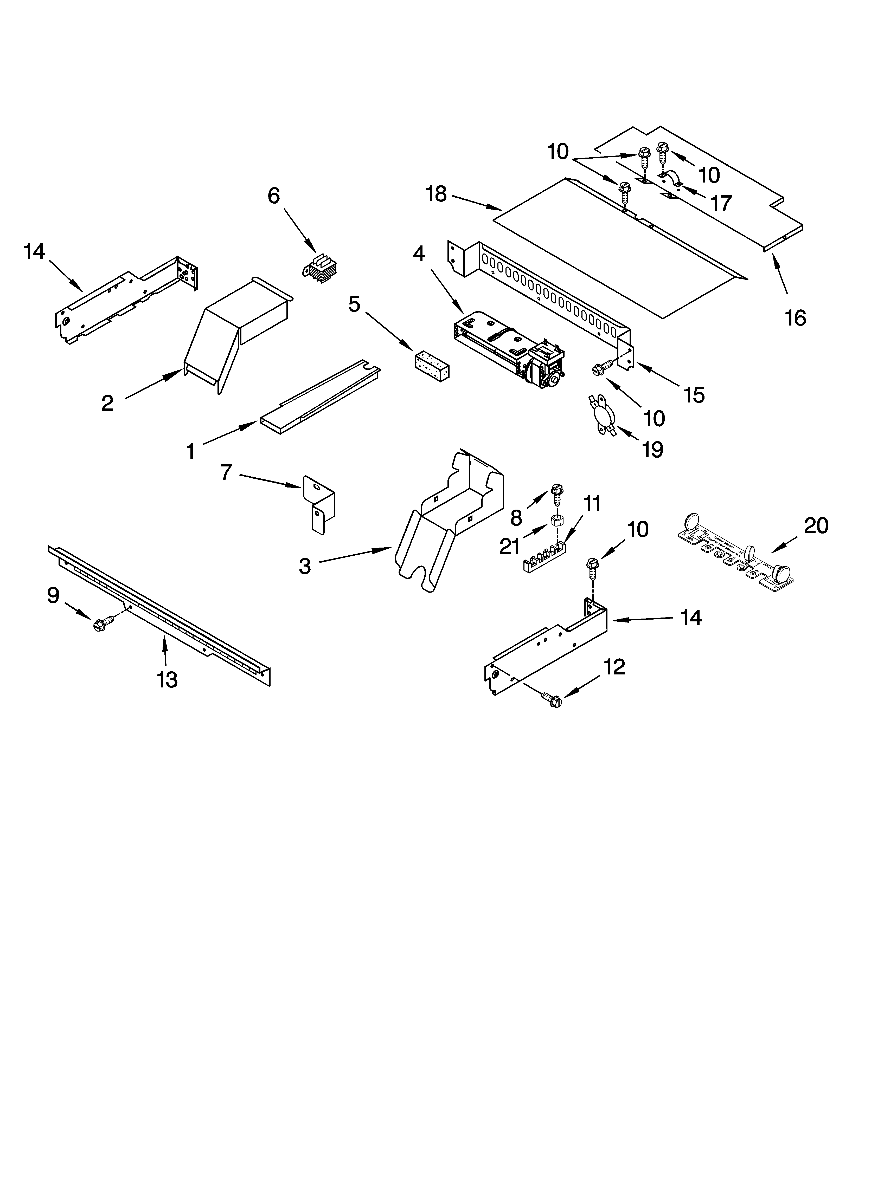 Whirlpool GBD307PRQ03 top venting parts, optional parts diagram