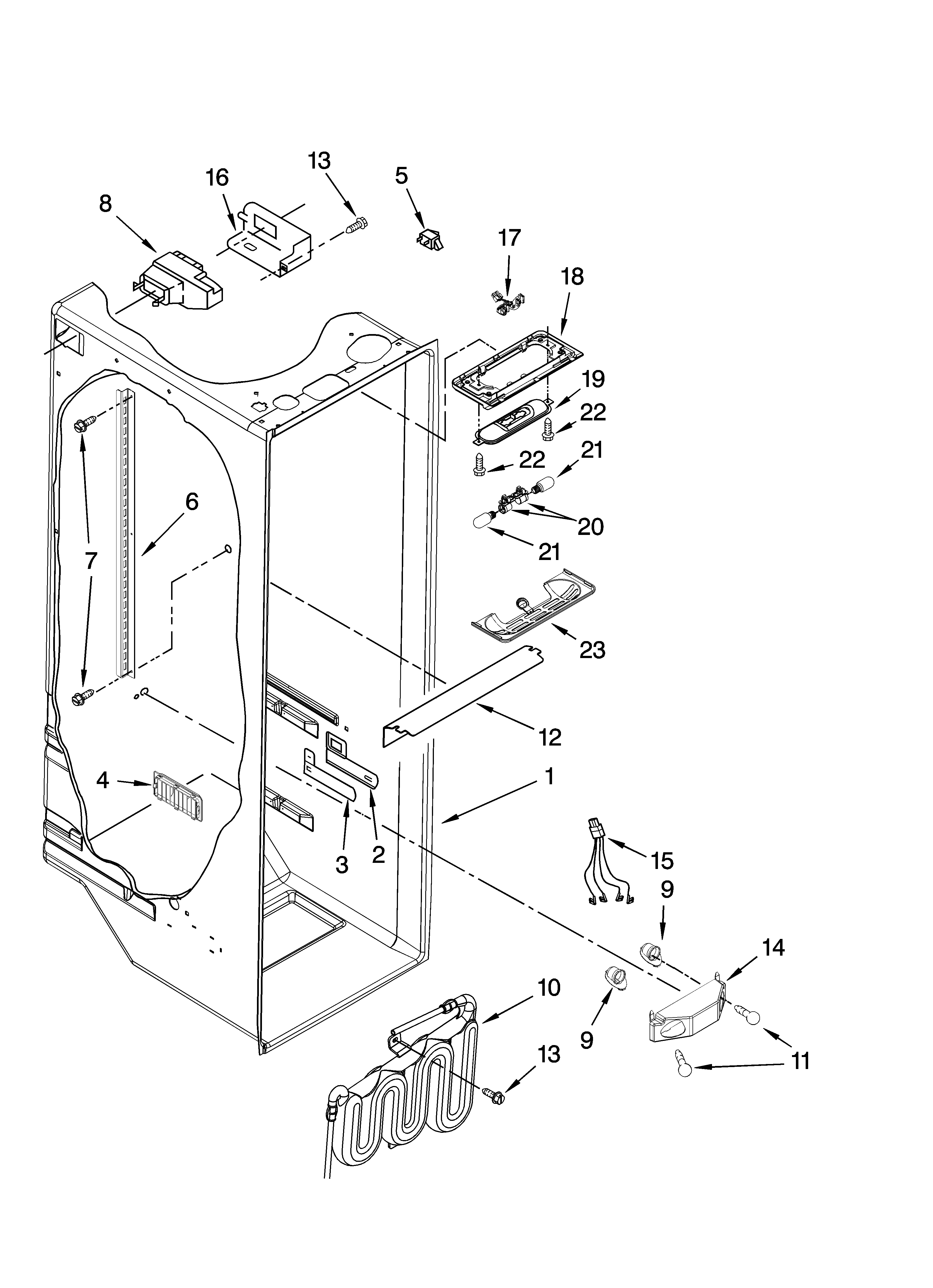 Whirlpool GD5RVAXVA00 refrigerator liner parts diagram