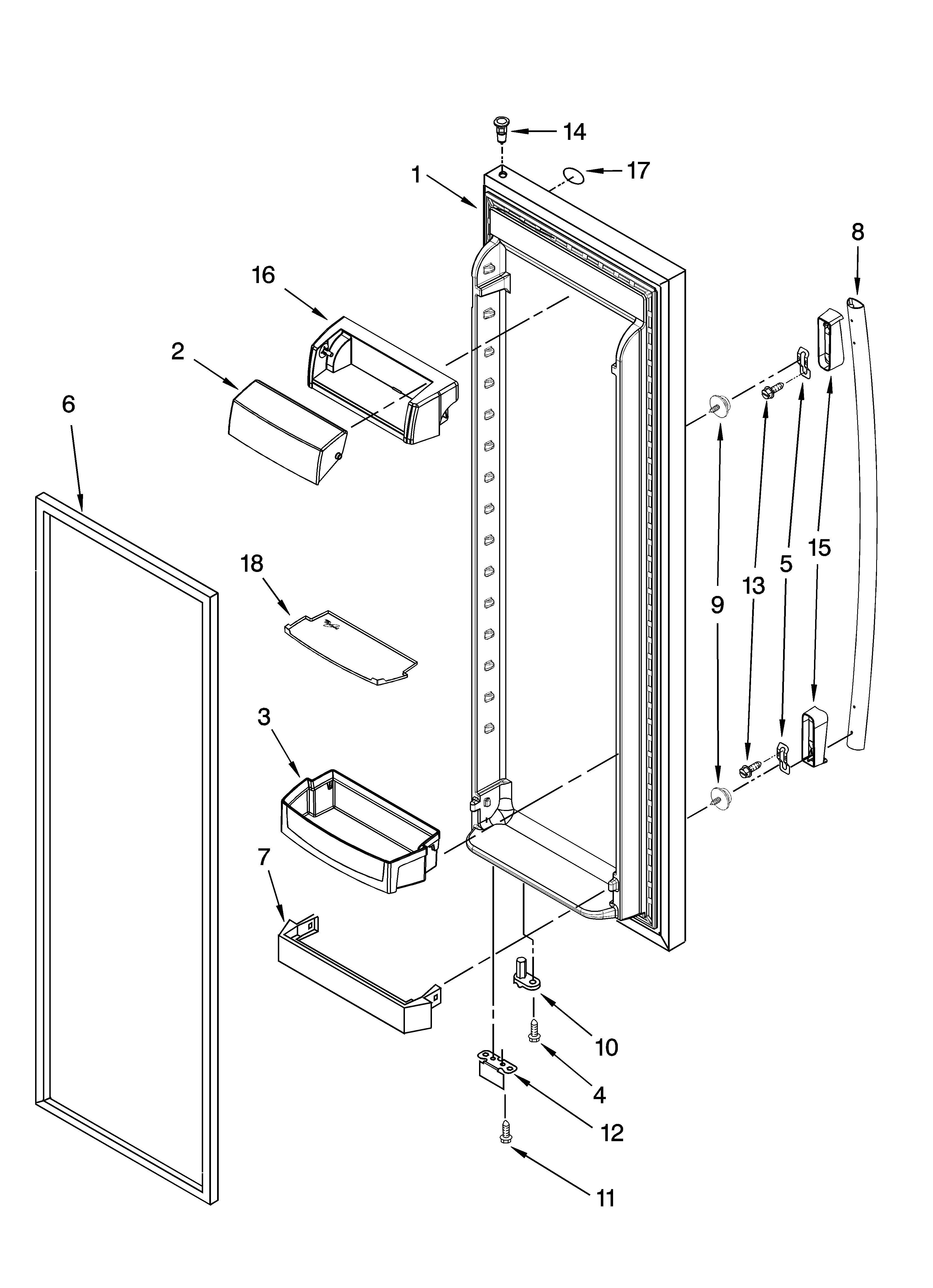 Whirlpool GD5RVAXVA00 refrigerator door parts diagram
