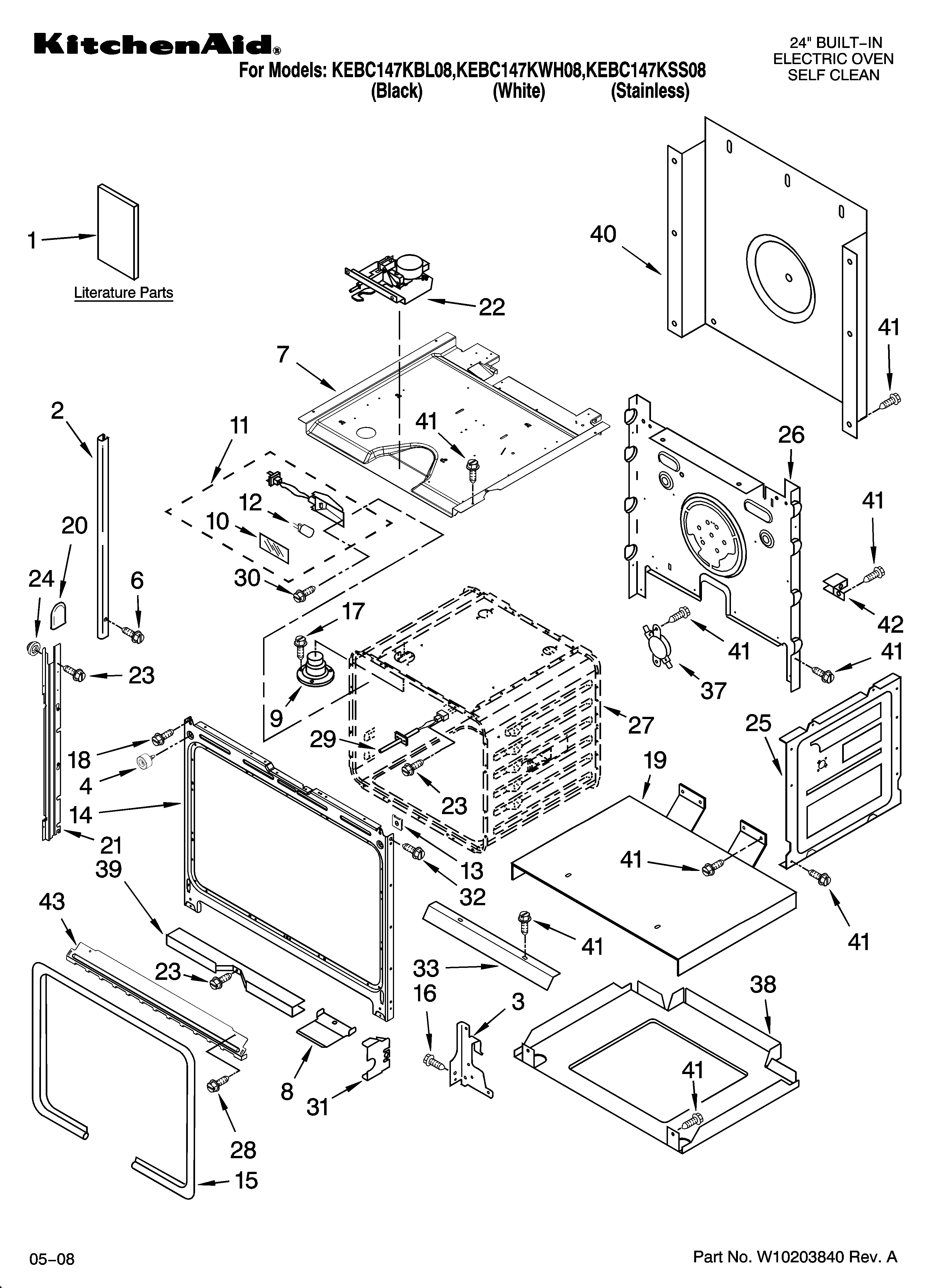 KitchenAid KEBC147KWH08 oven parts diagram