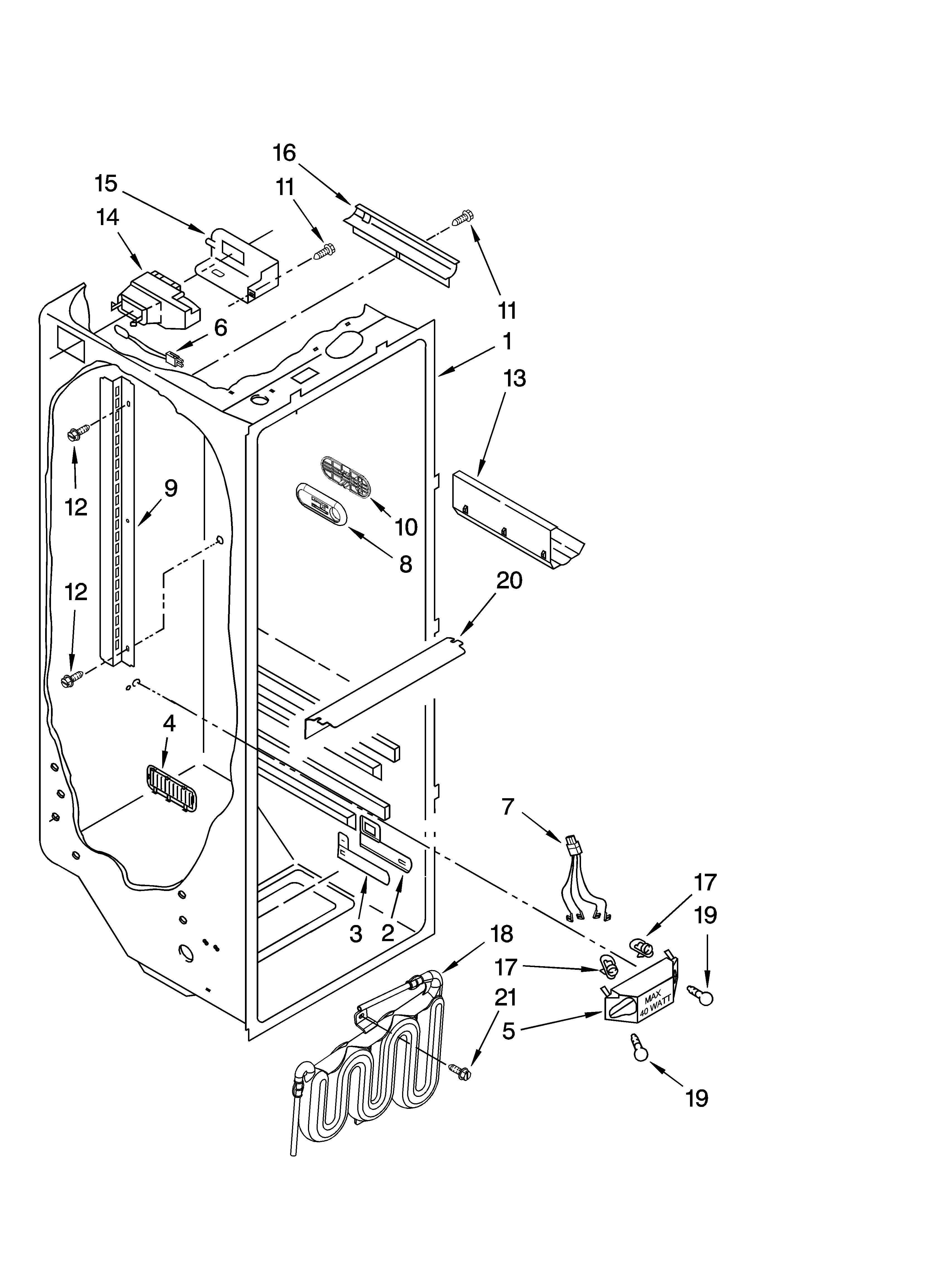KitchenAid KSRP25FTWH02 refrigerator liner parts diagram