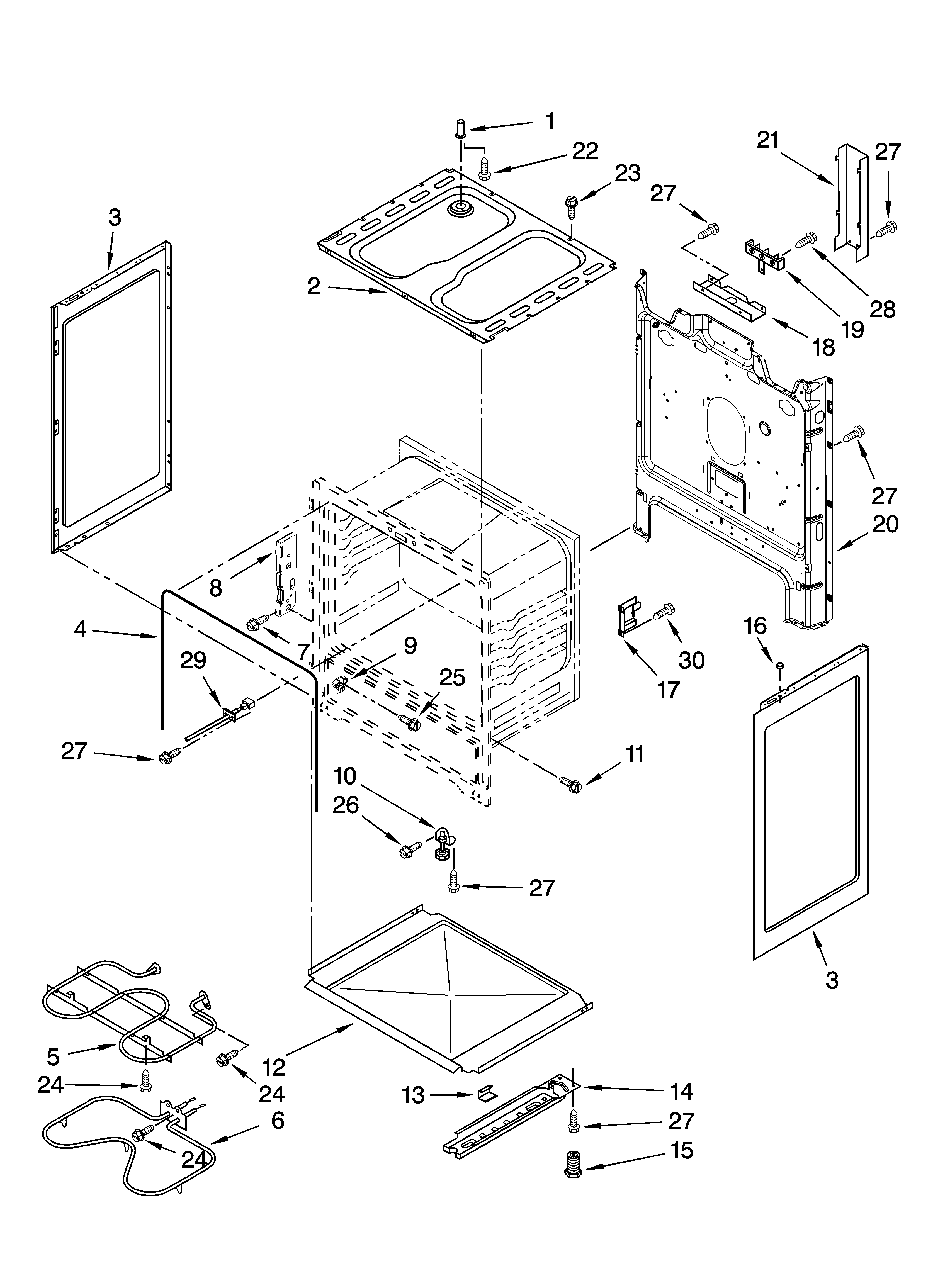 Whirlpool RF110AXSQ3 chassis parts diagram