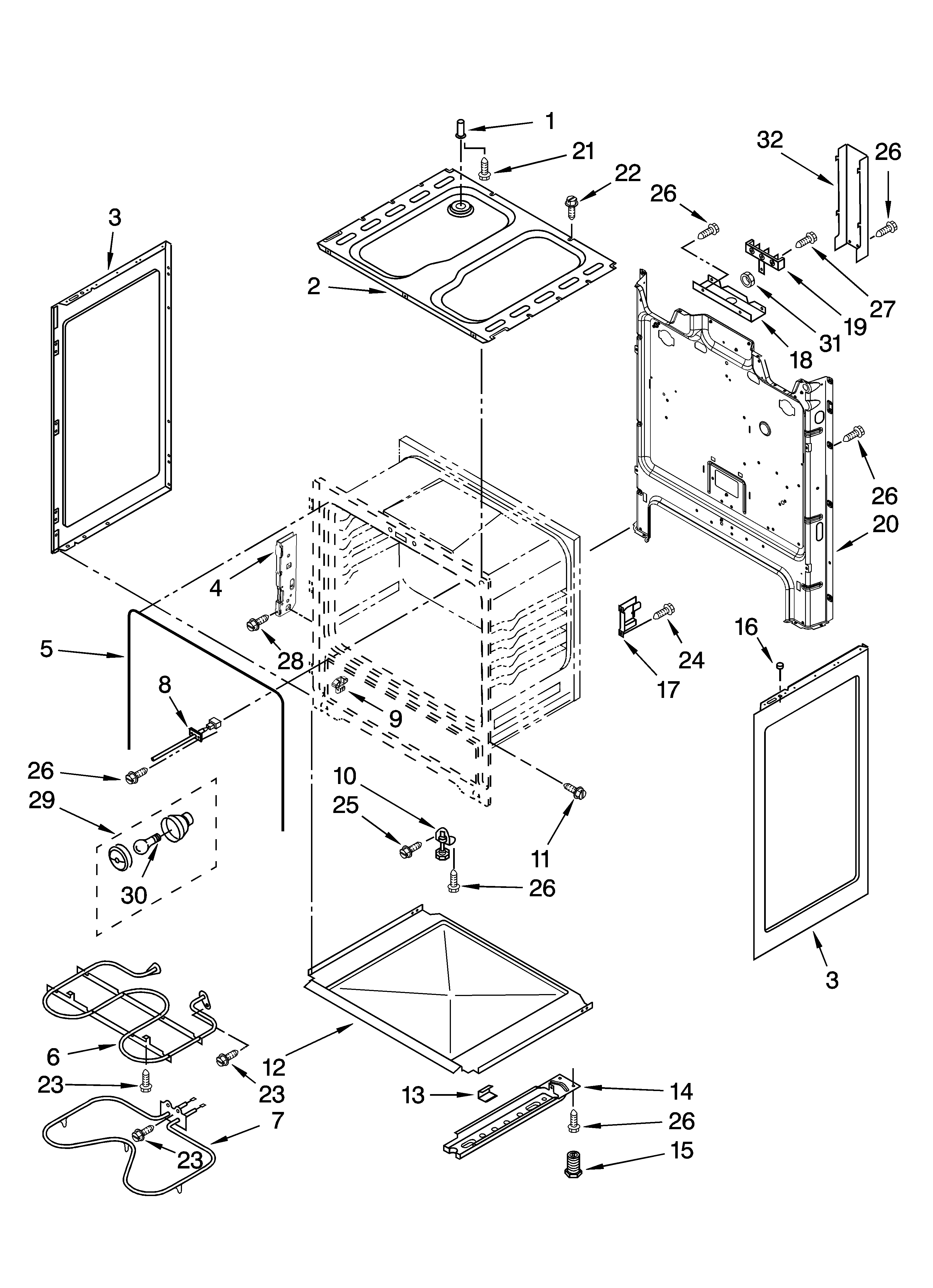 Whirlpool RF111PXSQ3 chassis parts diagram