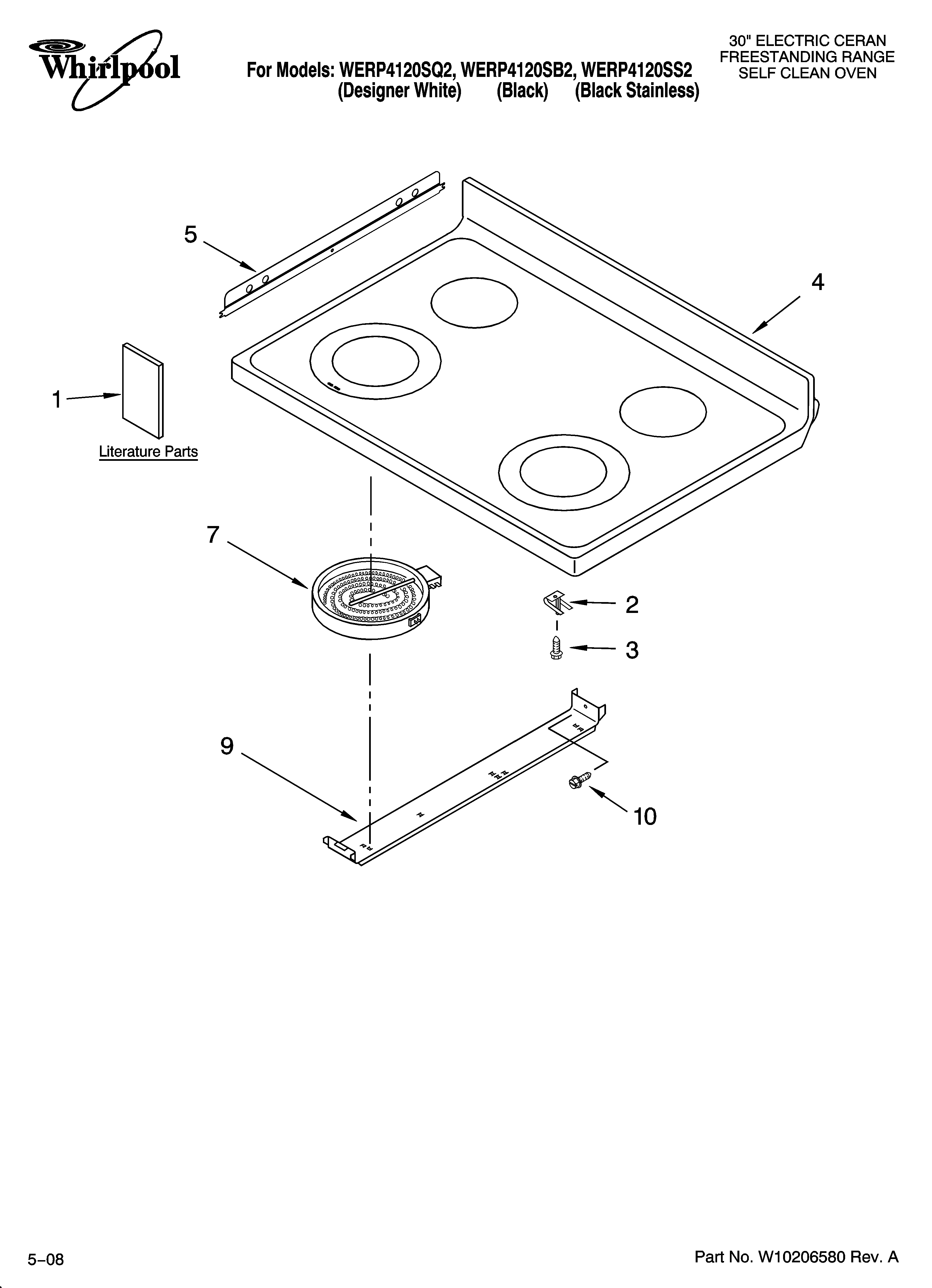 Whirlpool WERP4120SB2 cooktop parts diagram