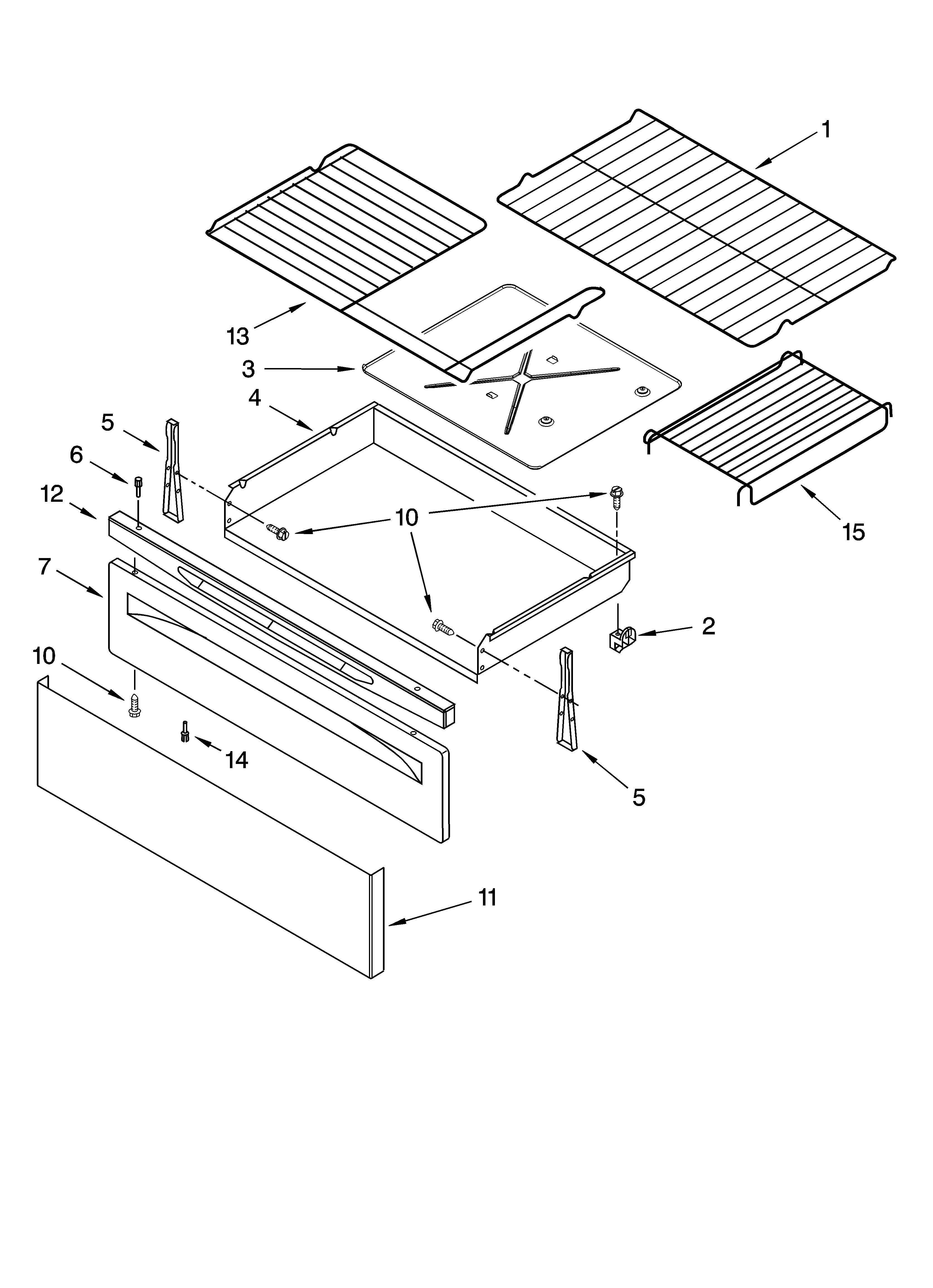 Whirlpool WERP4120SB2 drawer & broiler parts diagram