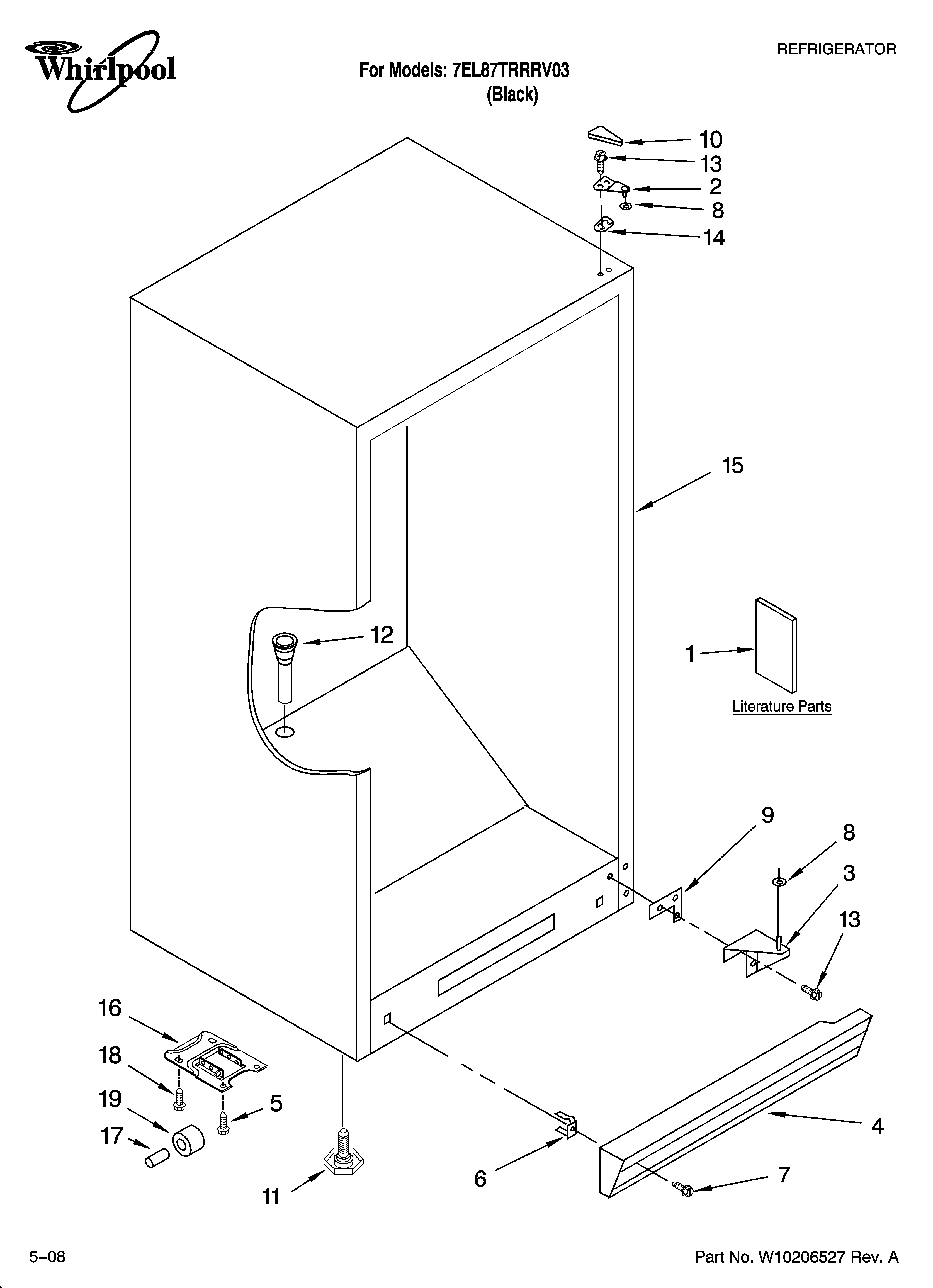 Whirlpool 7EL87TRRRV03 cabinet parts diagram