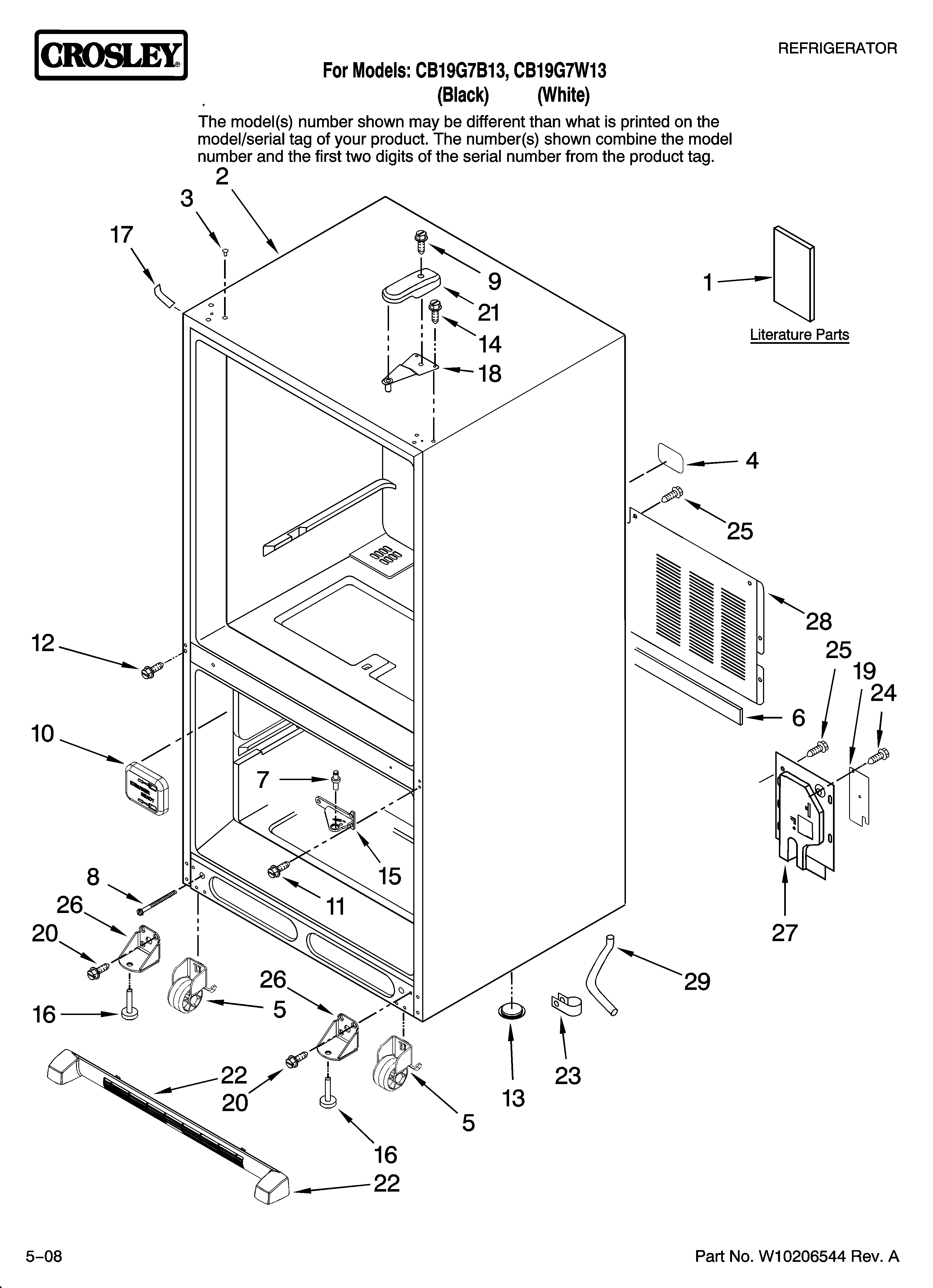 Crosley CB19G7B13 cabinet parts diagram