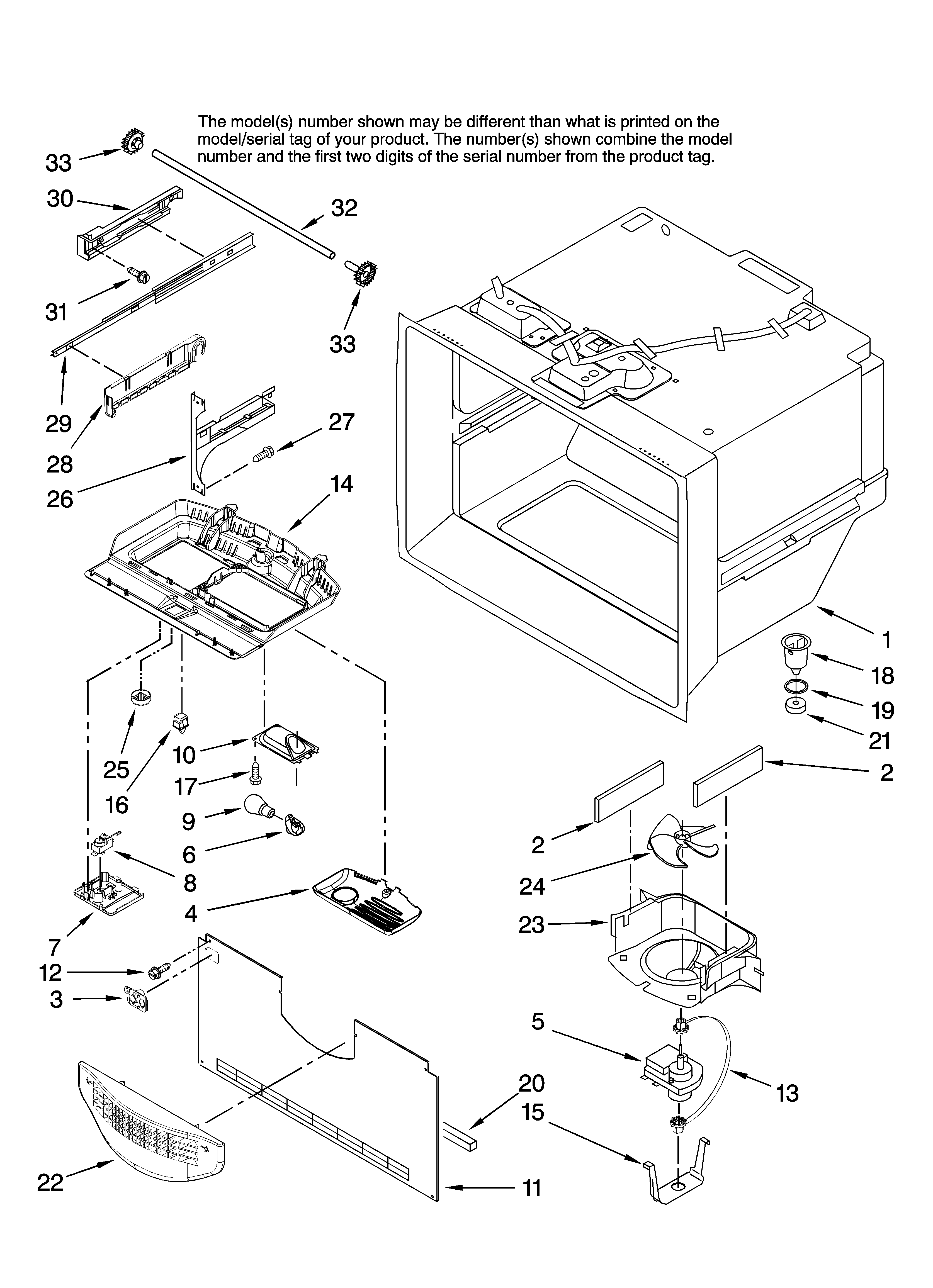 Crosley CB19G7B13 freezer liner parts diagram