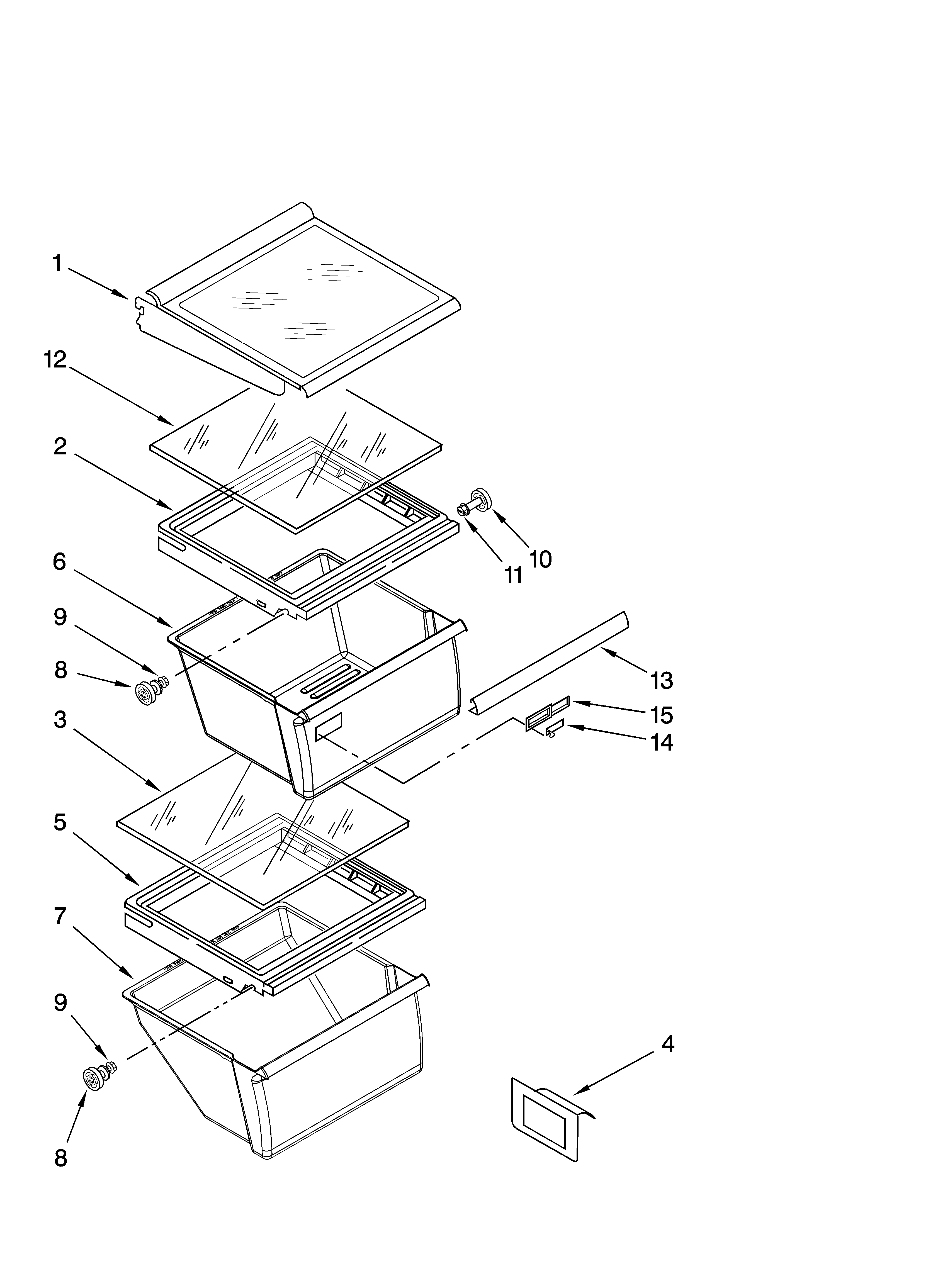Whirlpool ED5FVGXSS04 refrigerator shelf parts diagram