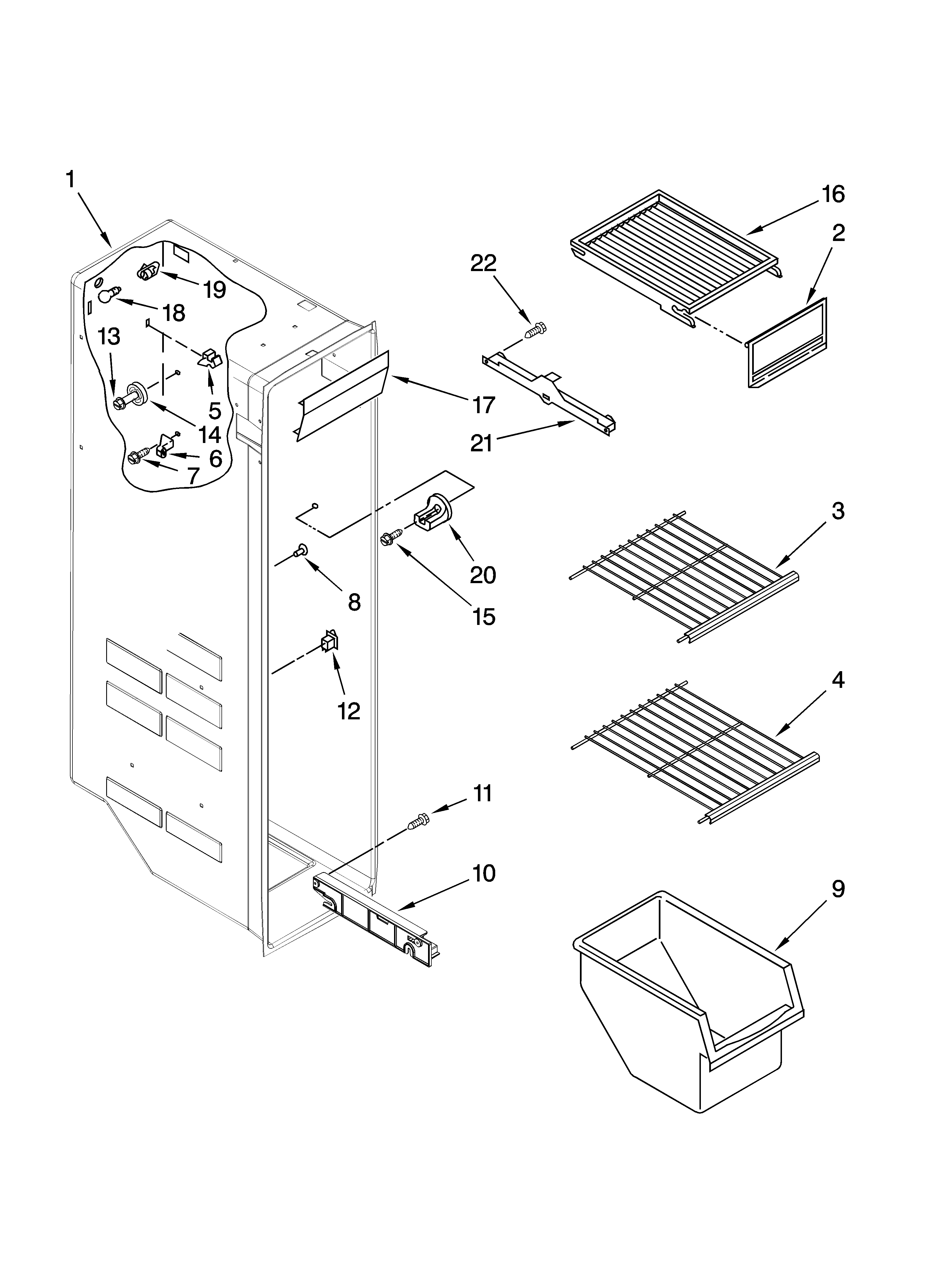 Whirlpool ED5FVGXSS04 freezer liner parts diagram
