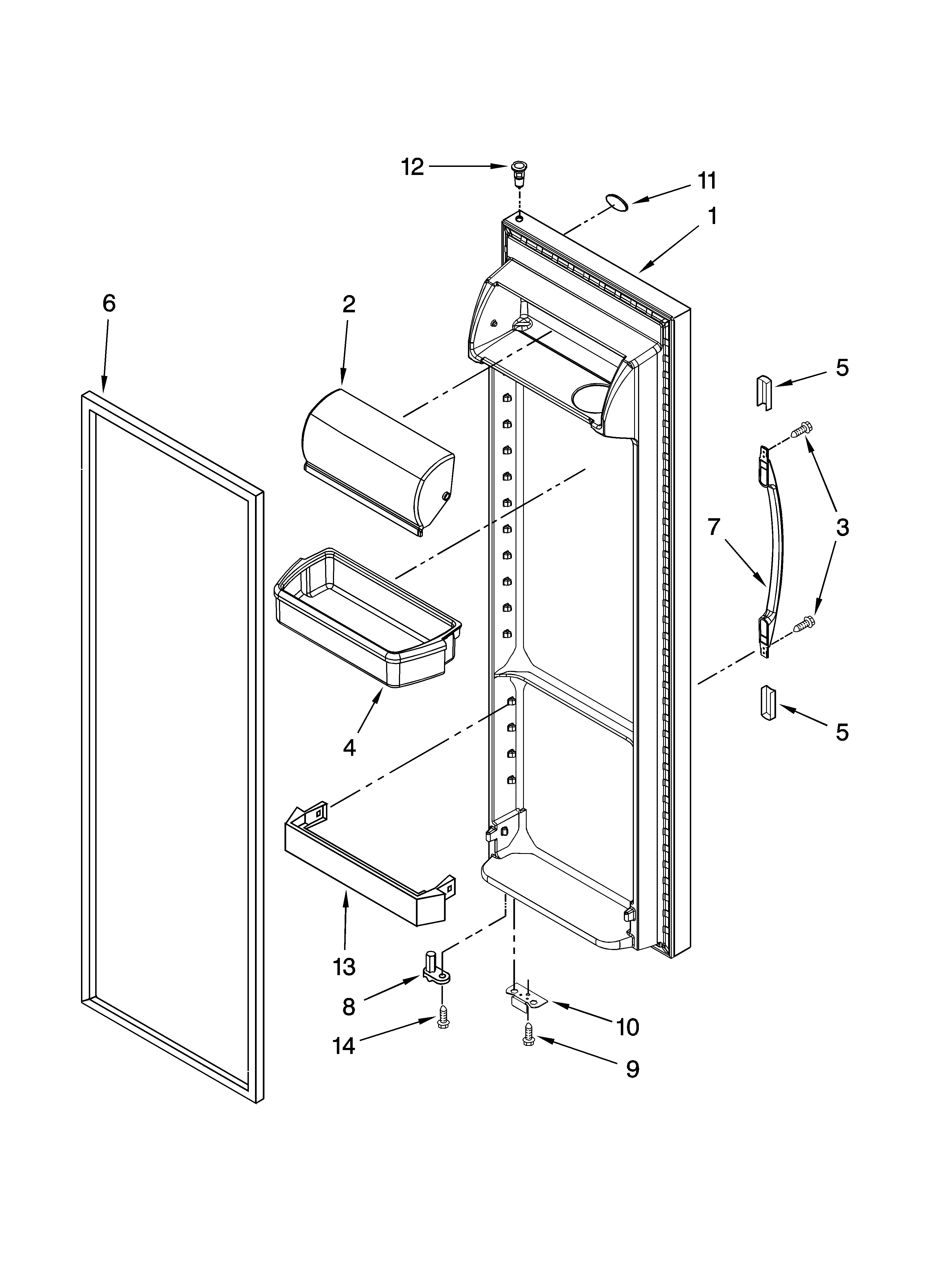Whirlpool ED5FVGXSS04 refrigerator door parts diagram