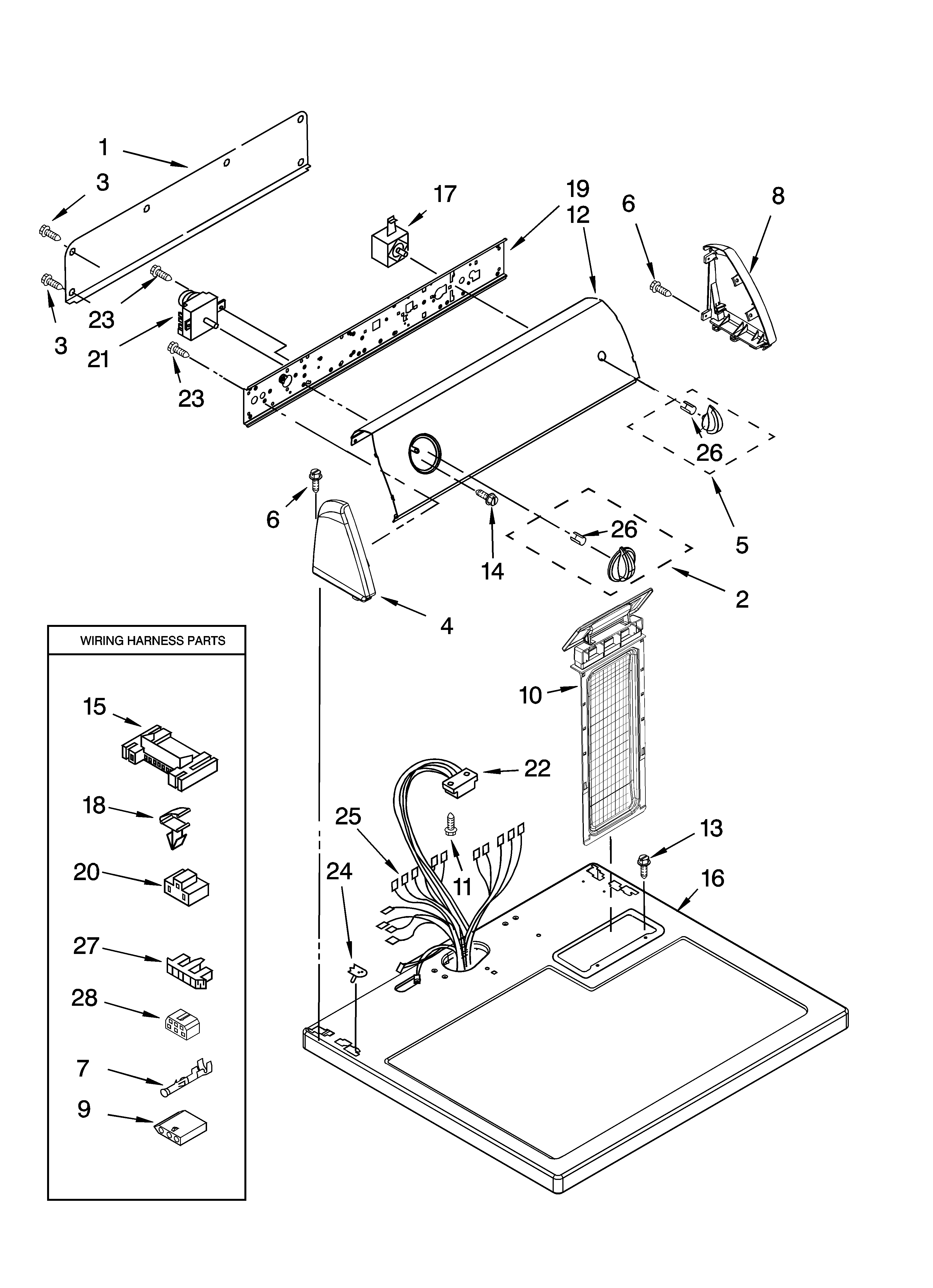 Inglis IV85000 top and console parts diagram