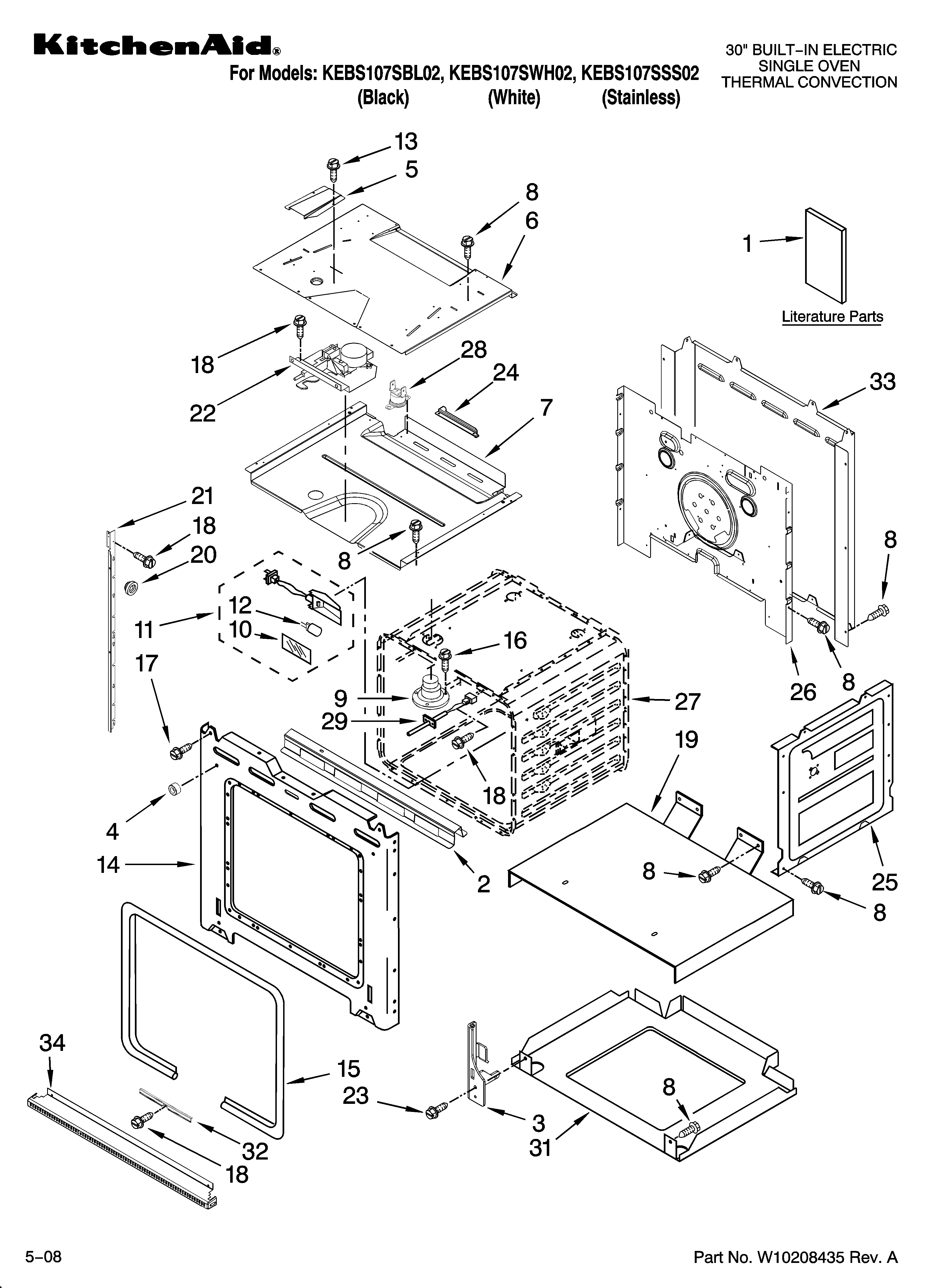 KitchenAid KEBS107SBL02 oven parts diagram
