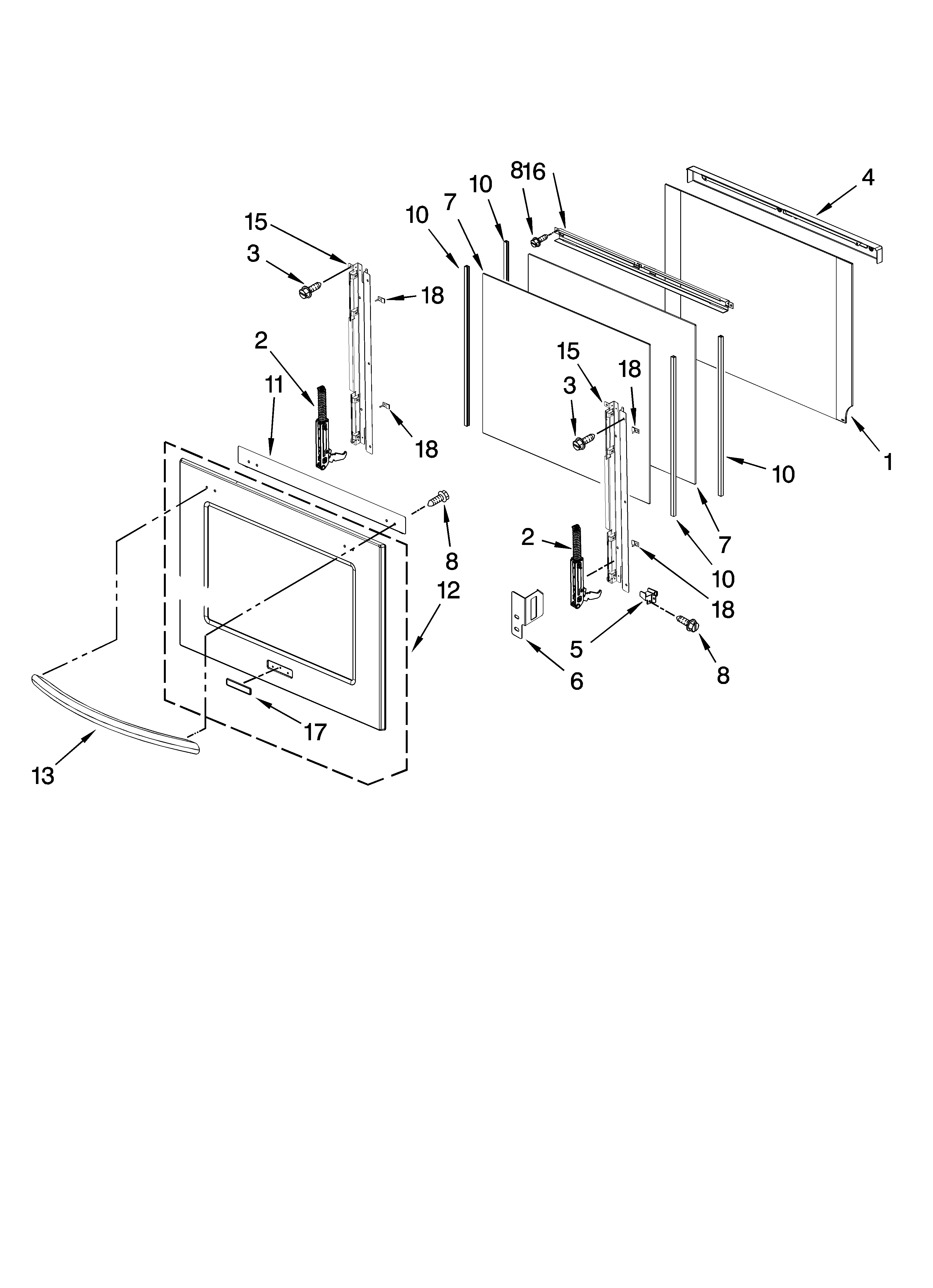 KitchenAid KEBS107SBL02 oven door parts diagram
