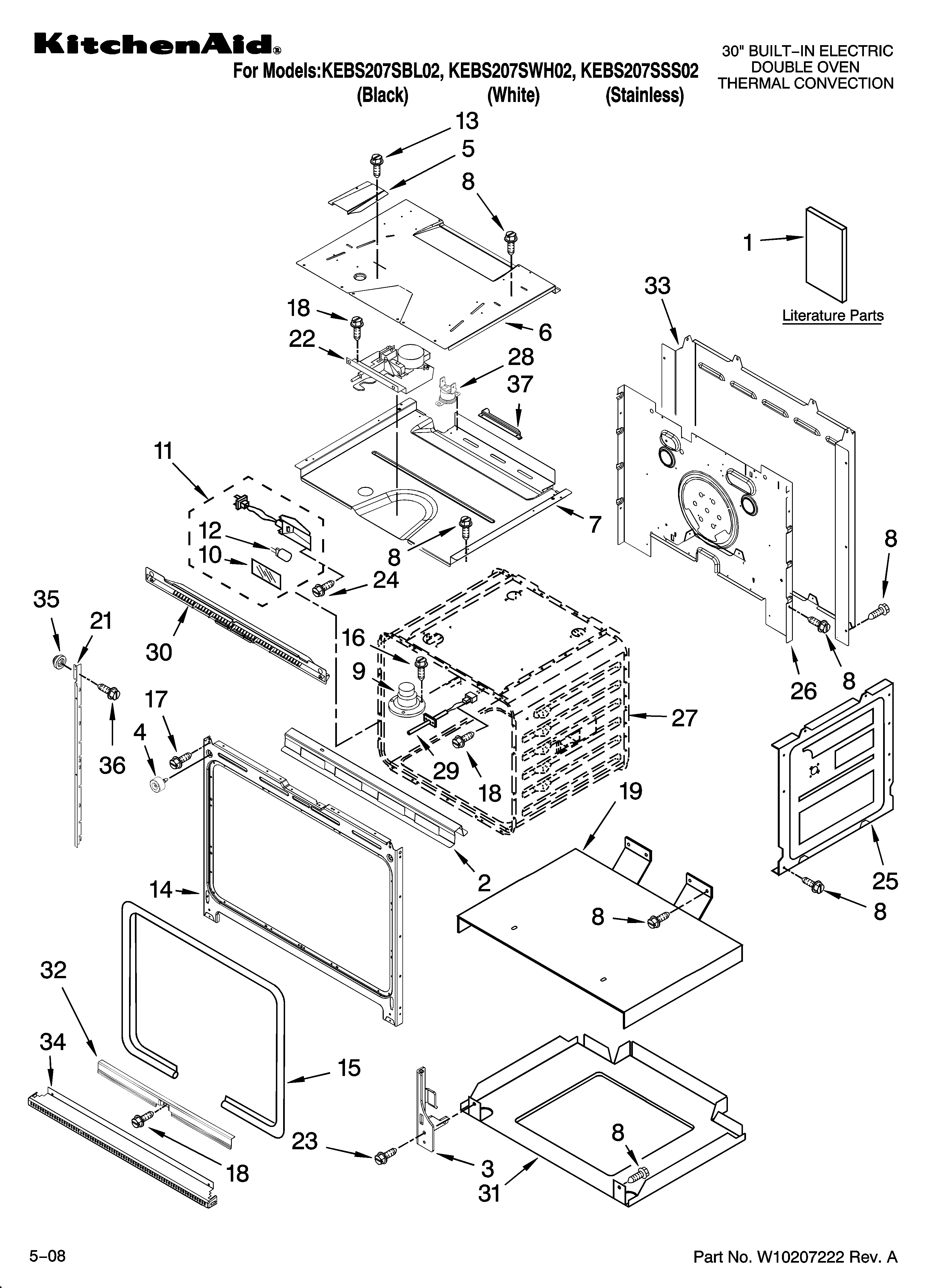 KitchenAid KEBS207SSS02 oven parts diagram