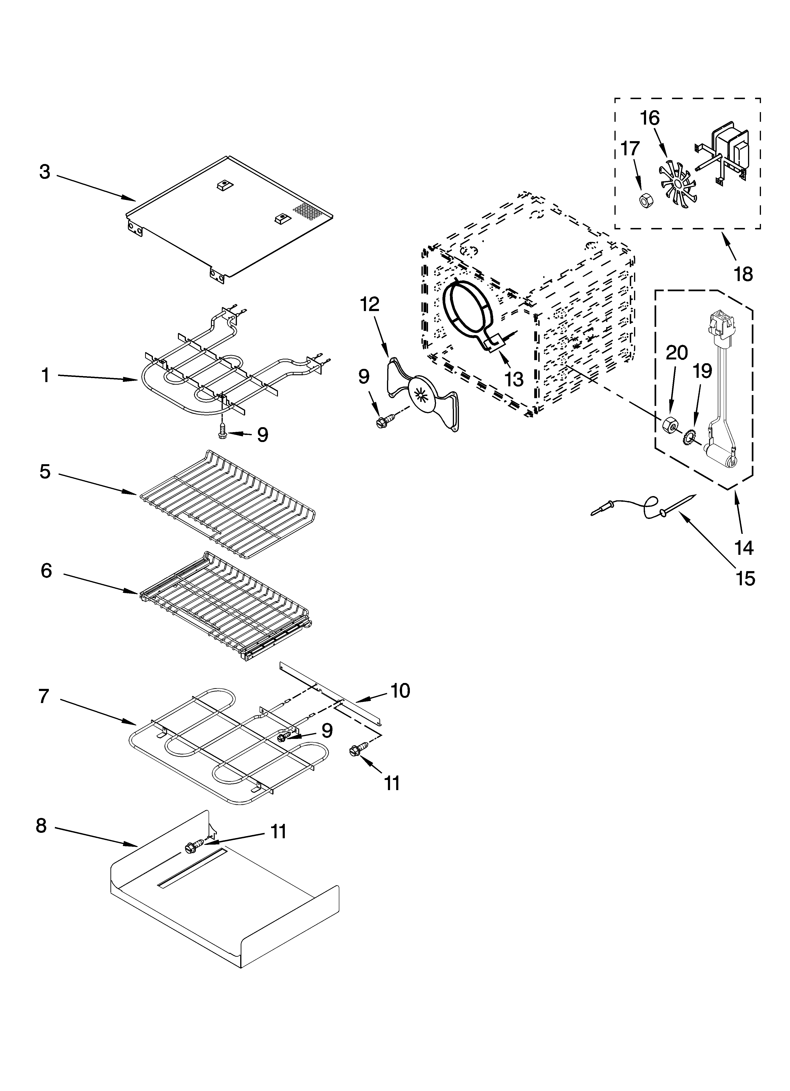 KitchenAid KEBS207SSS02 internal oven parts diagram