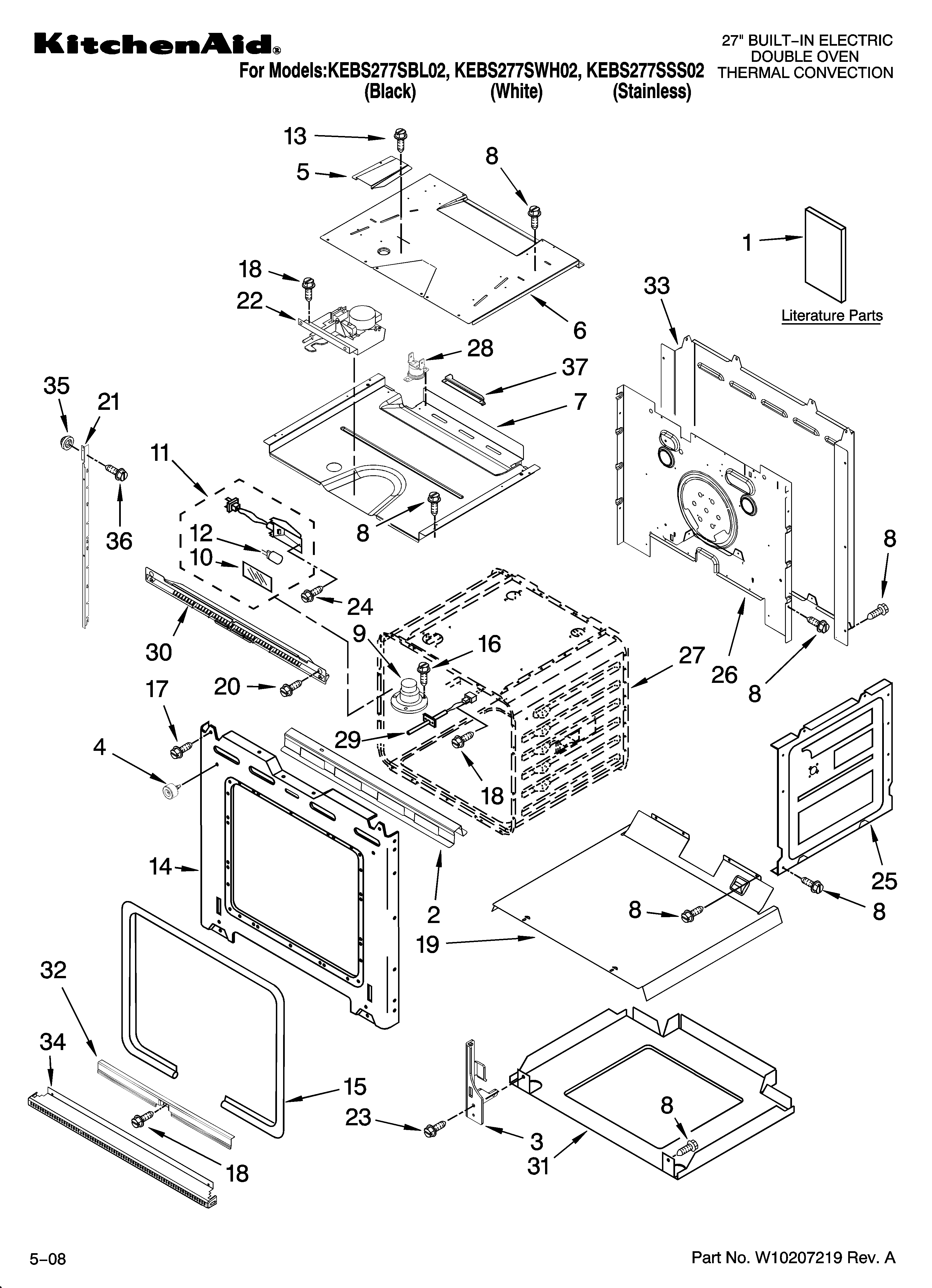 KitchenAid KEBS277SSS02 oven parts diagram