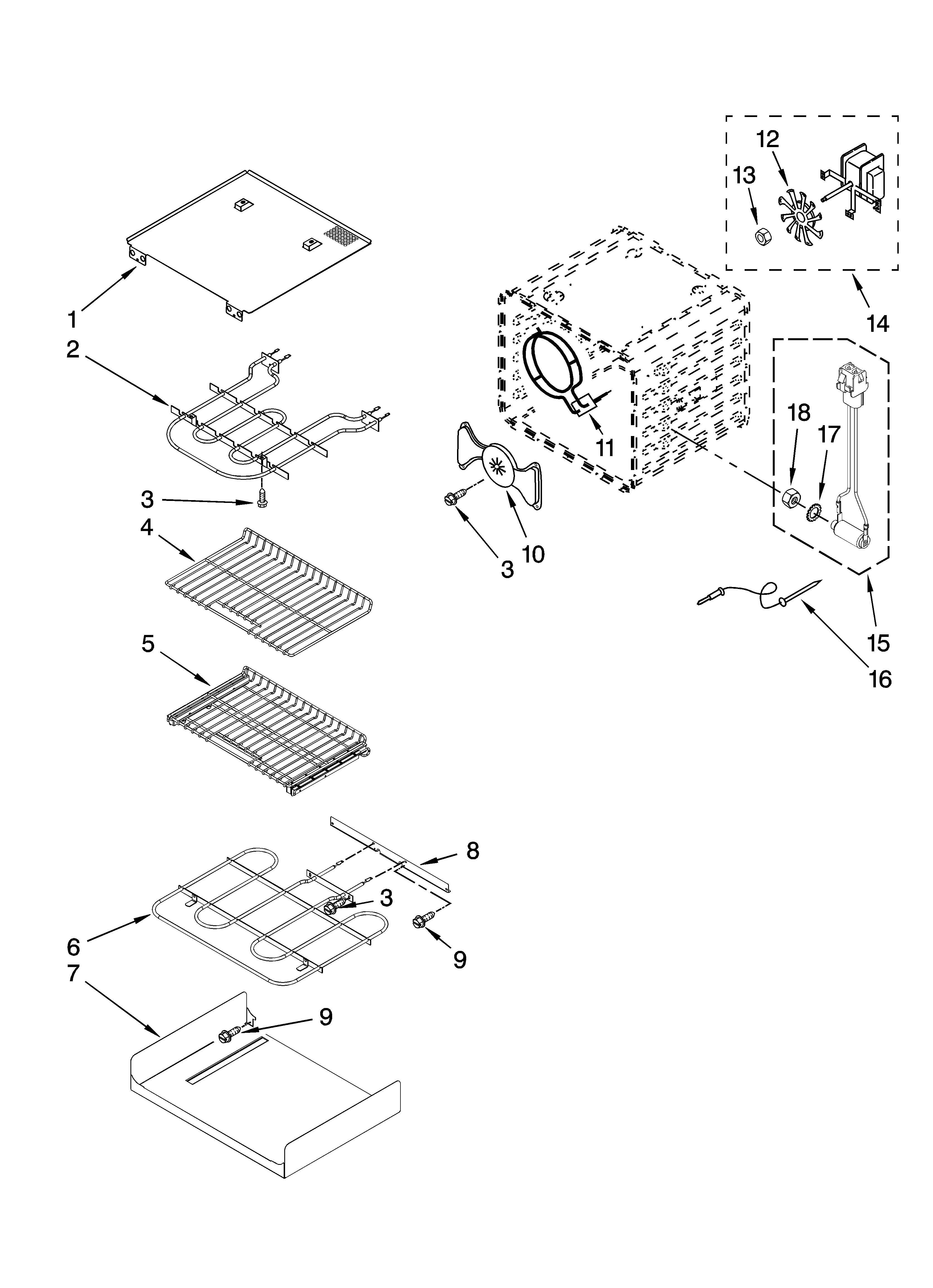 KitchenAid KEBS278SWH02 internal oven parts diagram