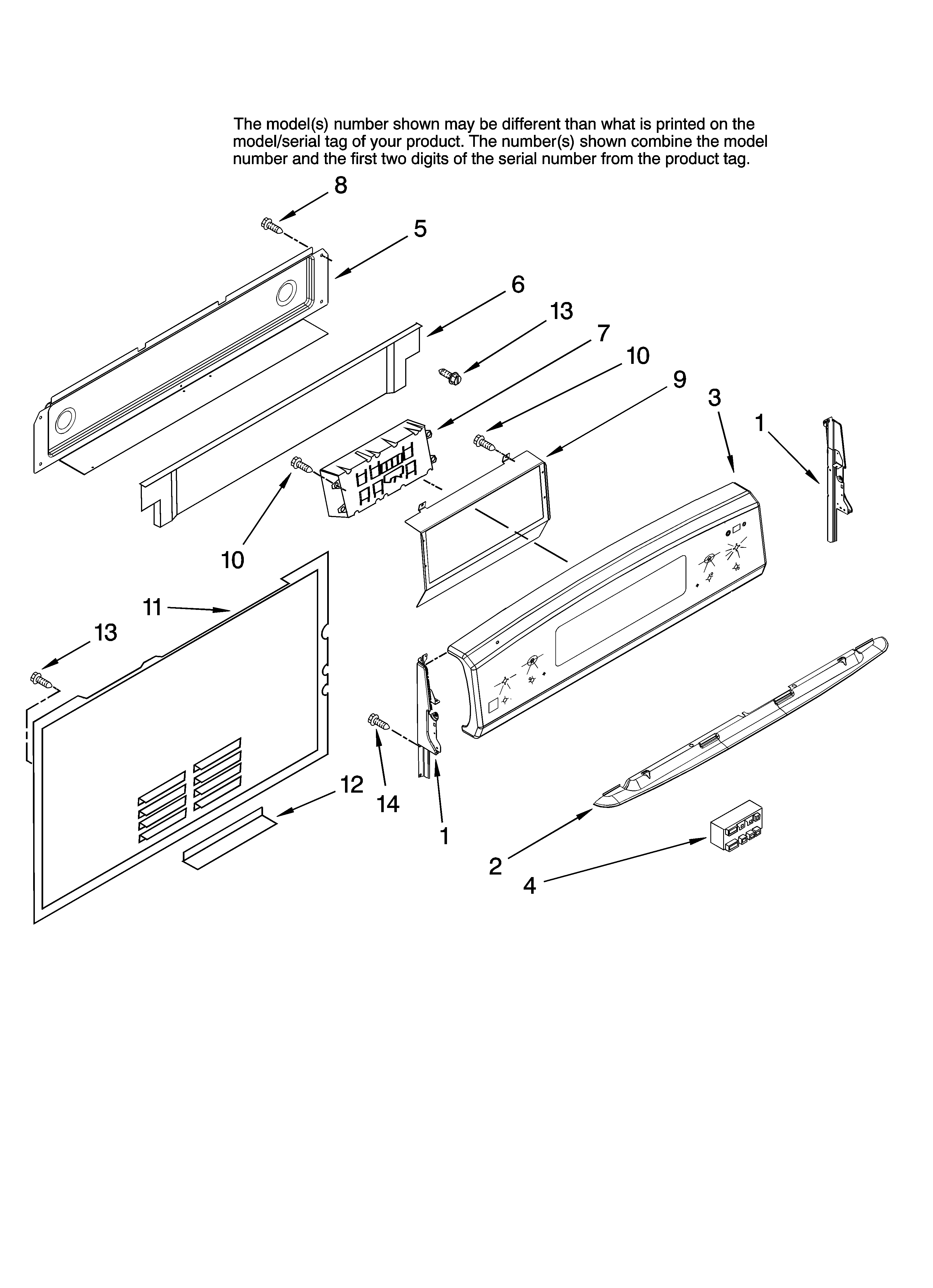 KitchenAid KGRK201TBL0 control panel parts diagram