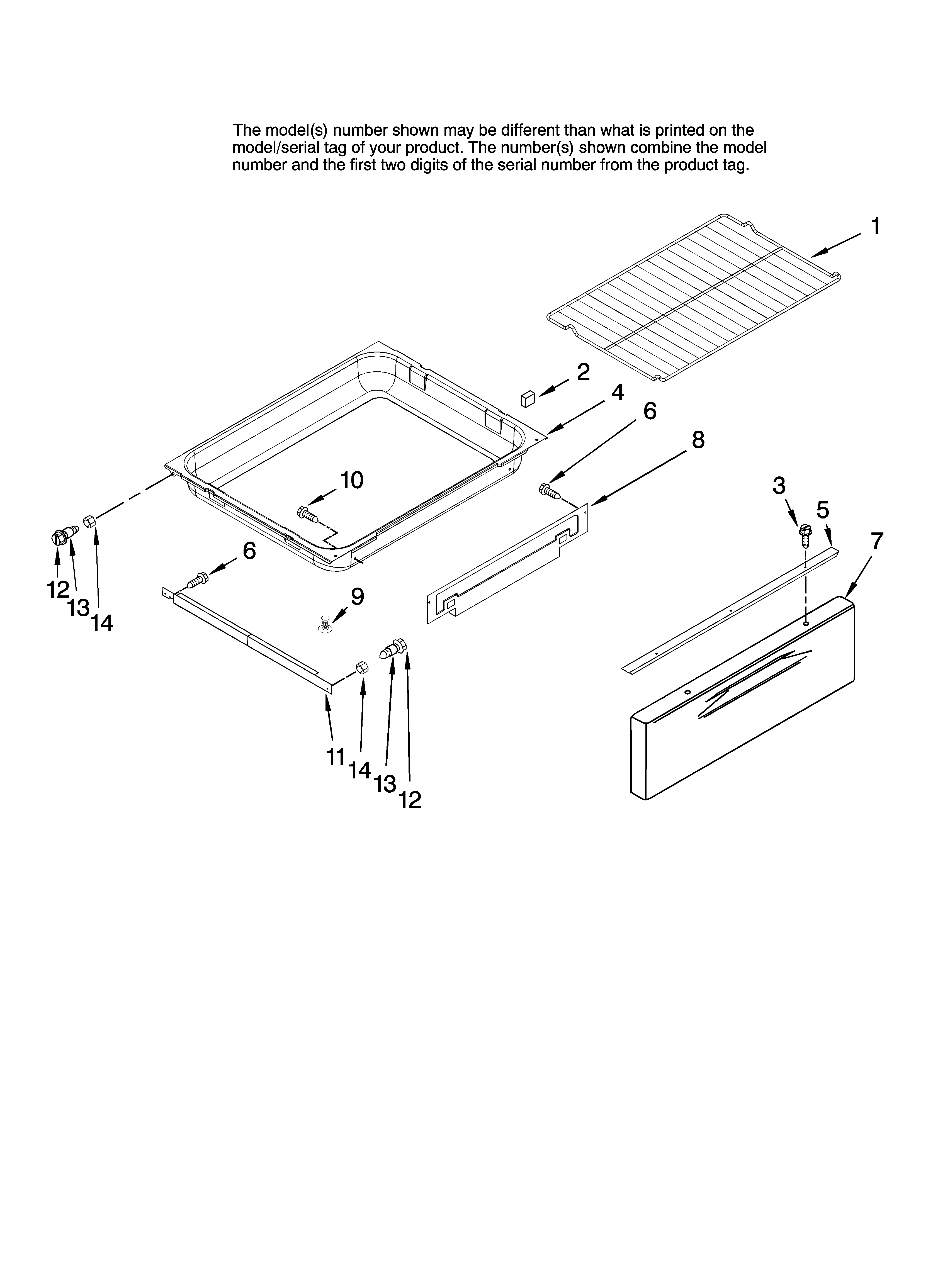 KitchenAid KGRK201TBL0 drawer and rack parts, optional parts (not included) diagram