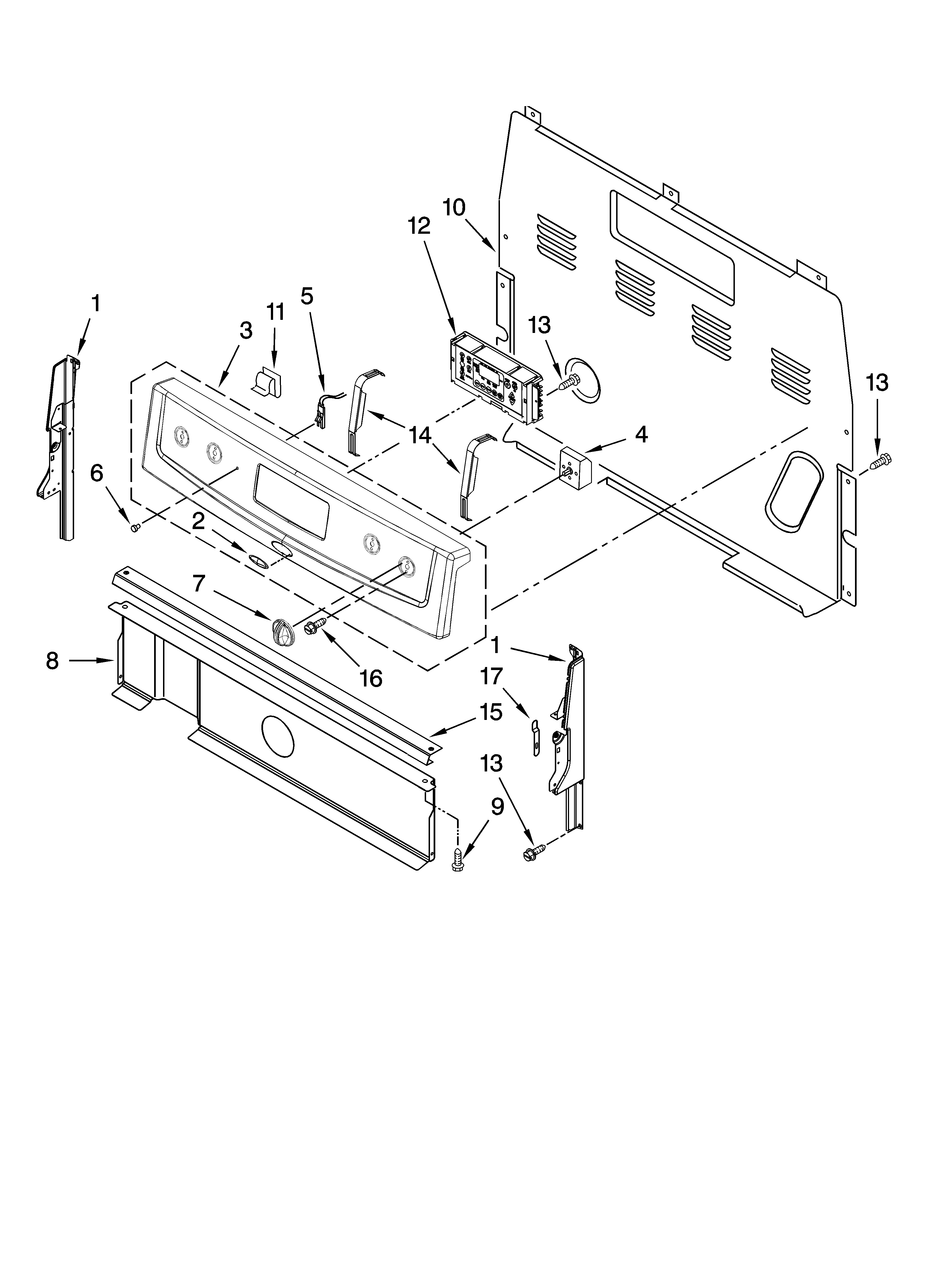 Whirlpool RF263LXTB3 control panel parts diagram