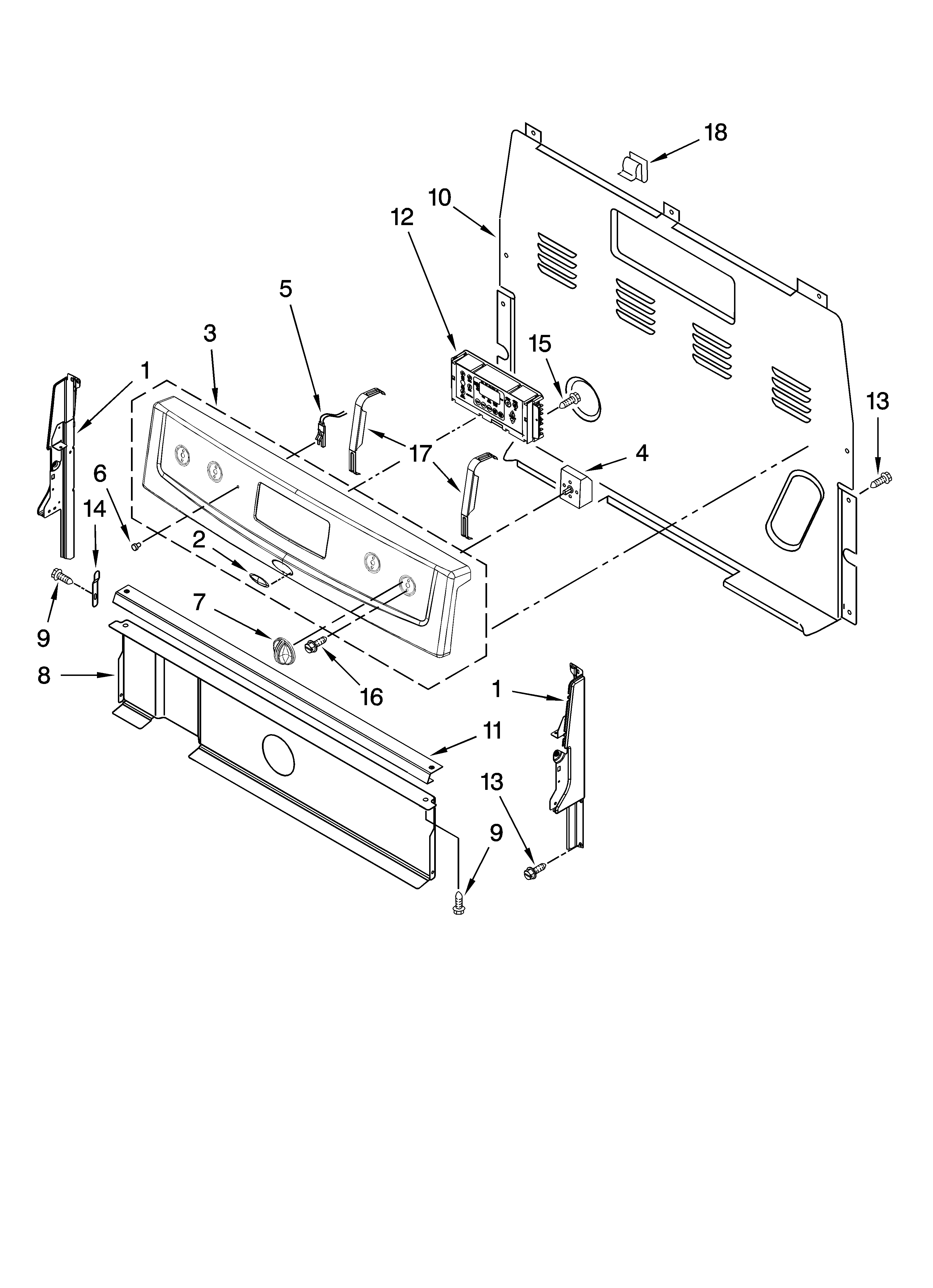 Whirlpool RF264LXSB3 control panel parts diagram