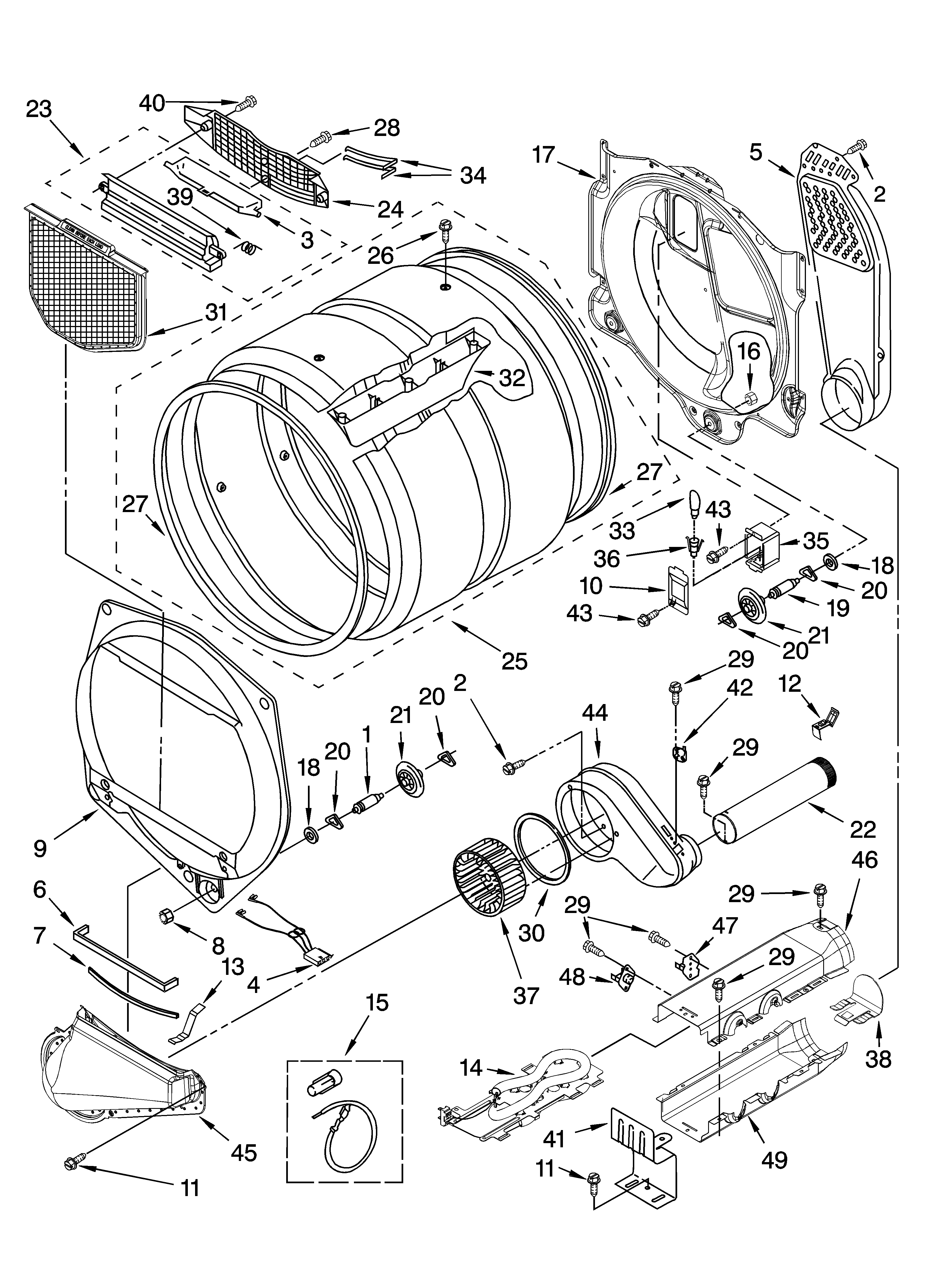 Whirlpool WED9300VU0 bulkhead parts diagram