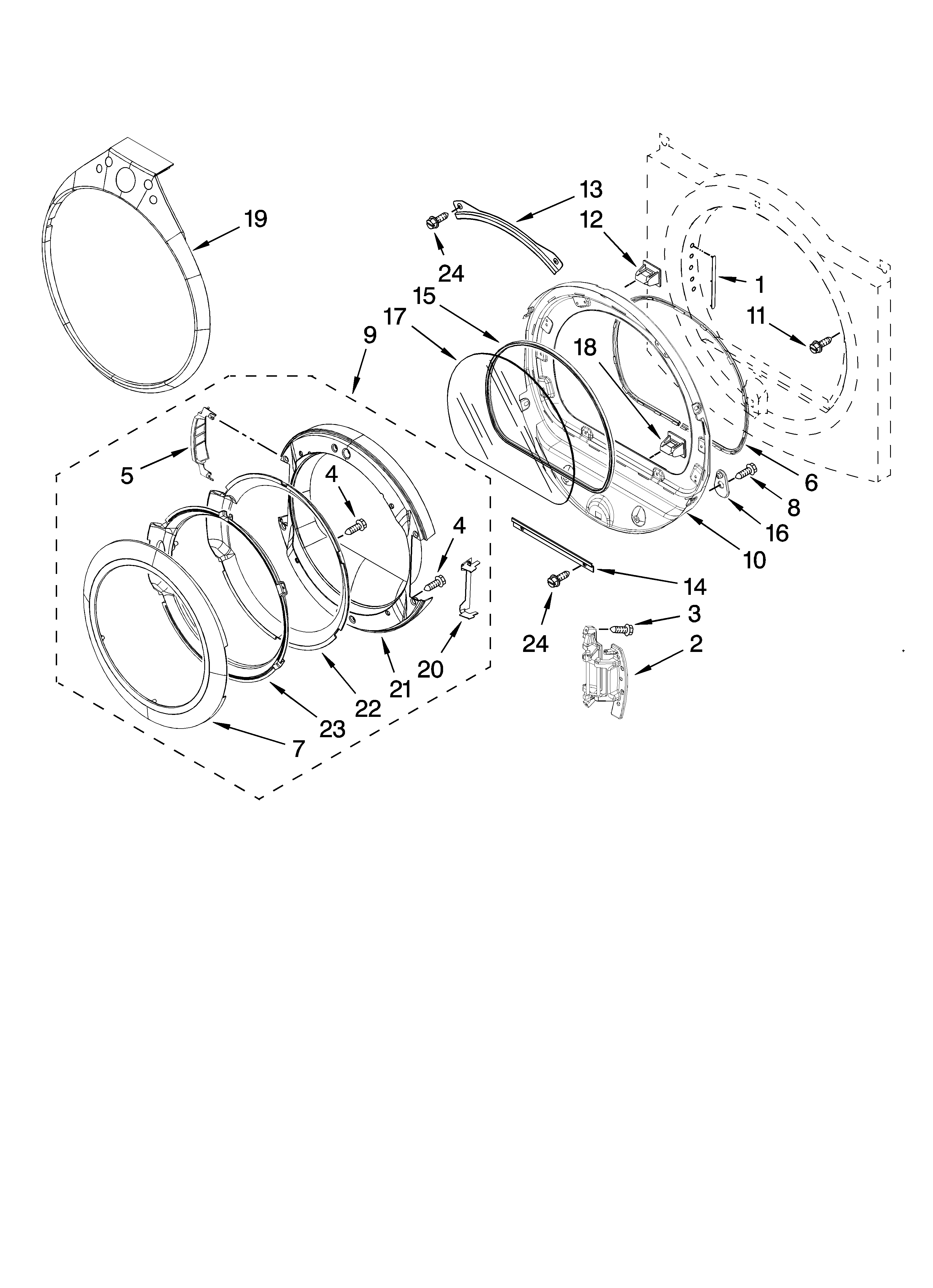 Whirlpool WED9300VU0 door parts, optional parts (not included) diagram