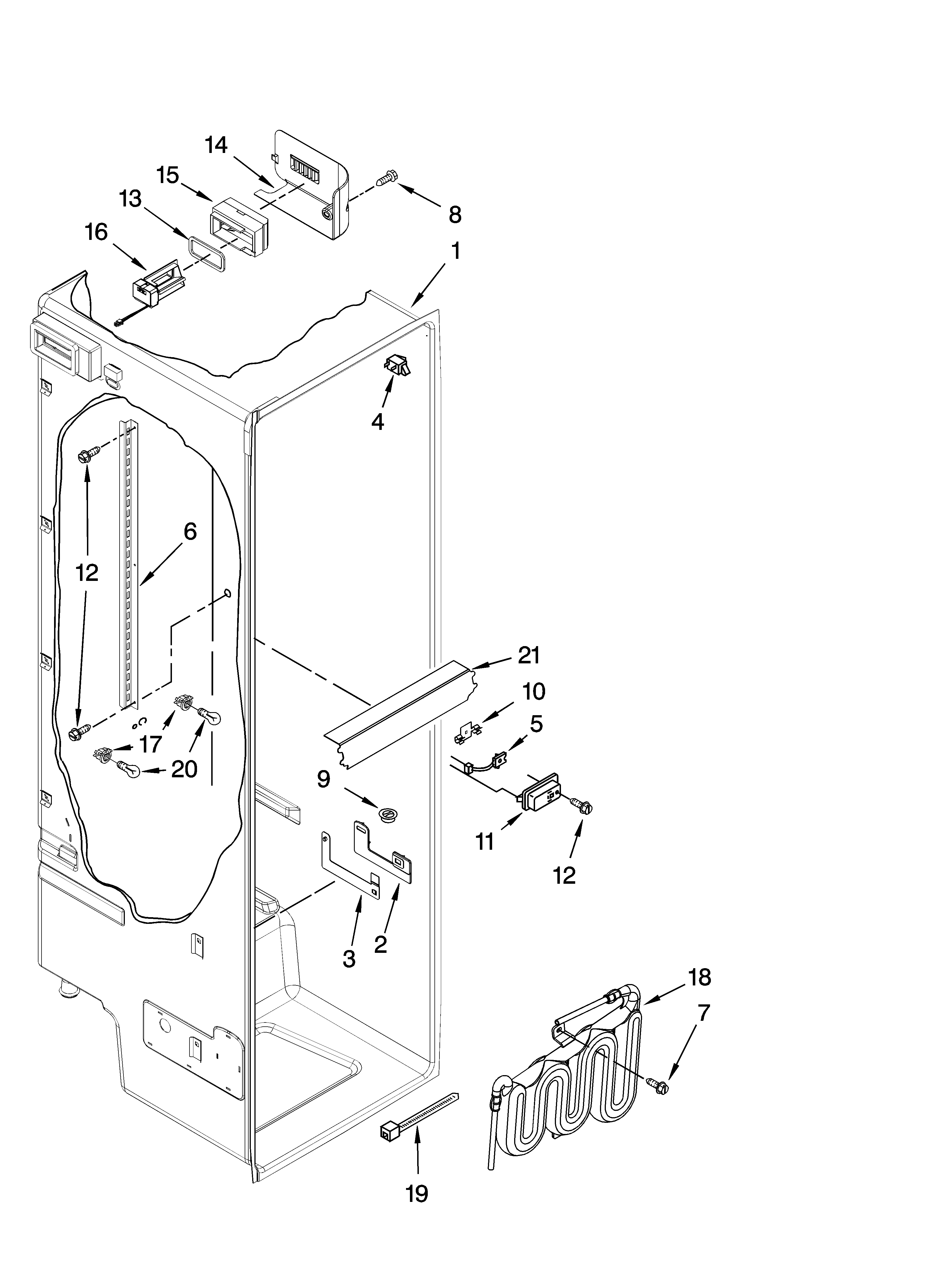 Whirlpool GC5NHAXVQ01 refrigerator liner parts diagram
