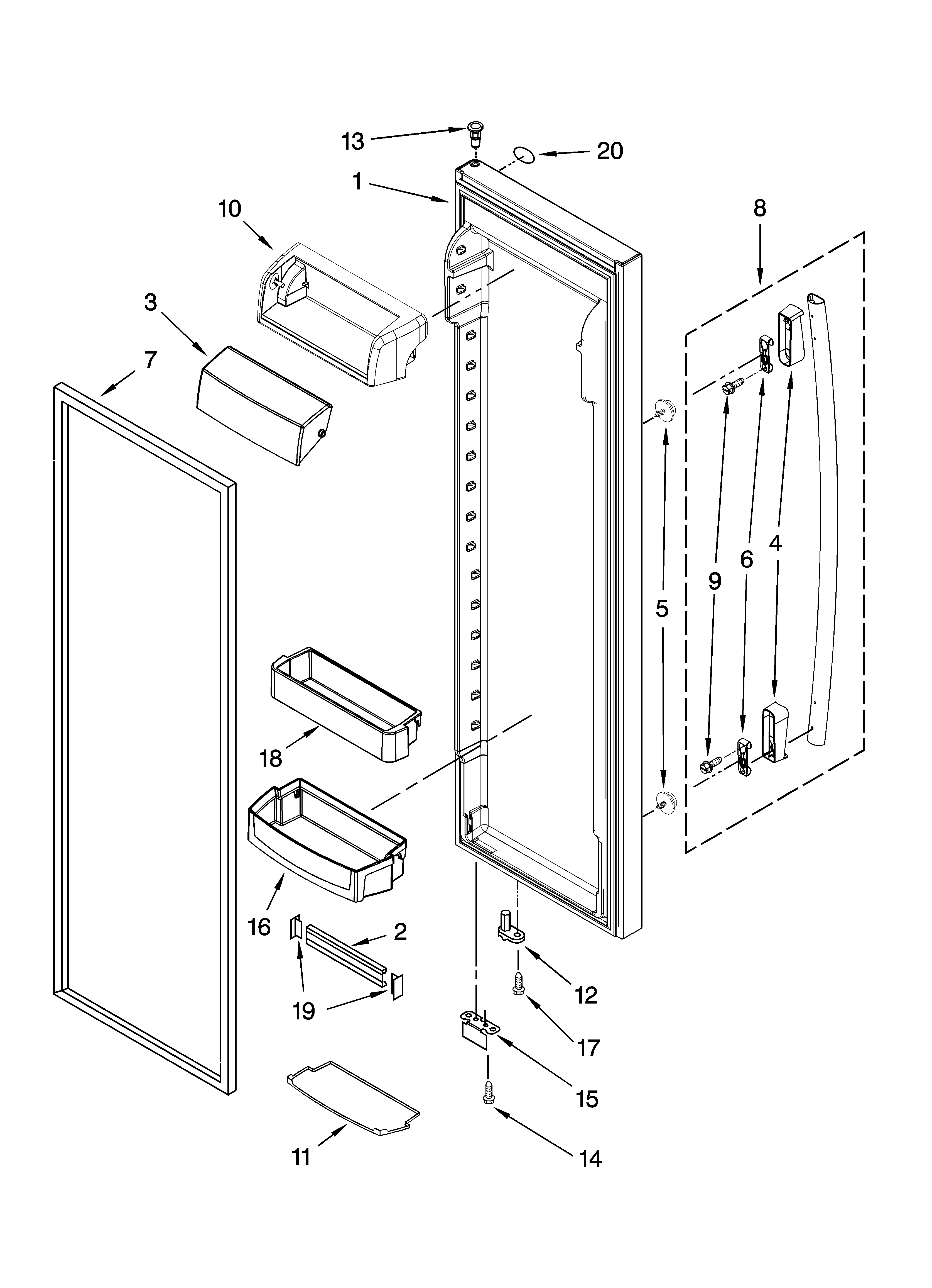 Whirlpool GC5NHAXVQ01 refrigerator door parts diagram