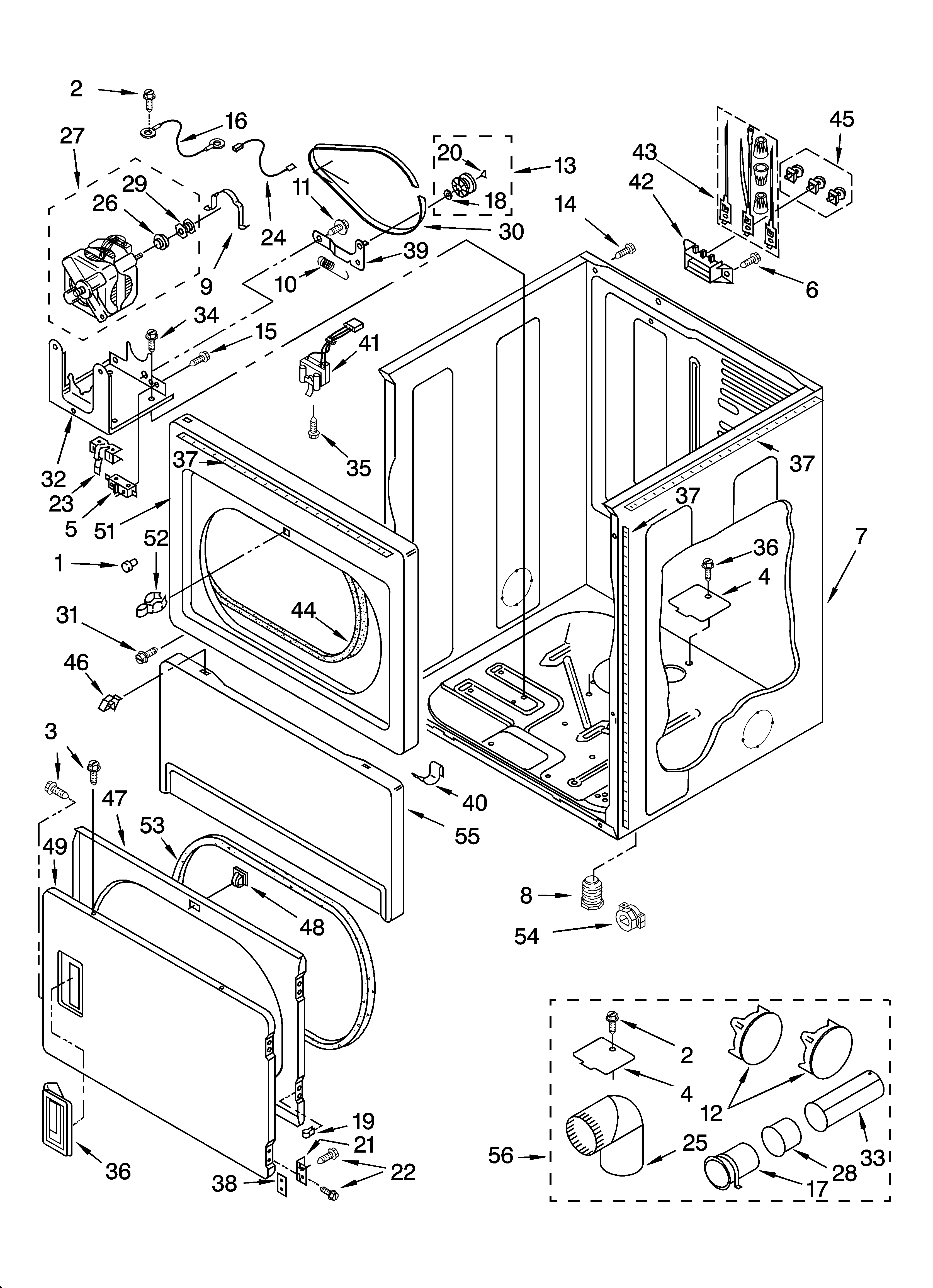 Whirlpool 3RLEQ8033SW0 cabinet parts diagram
