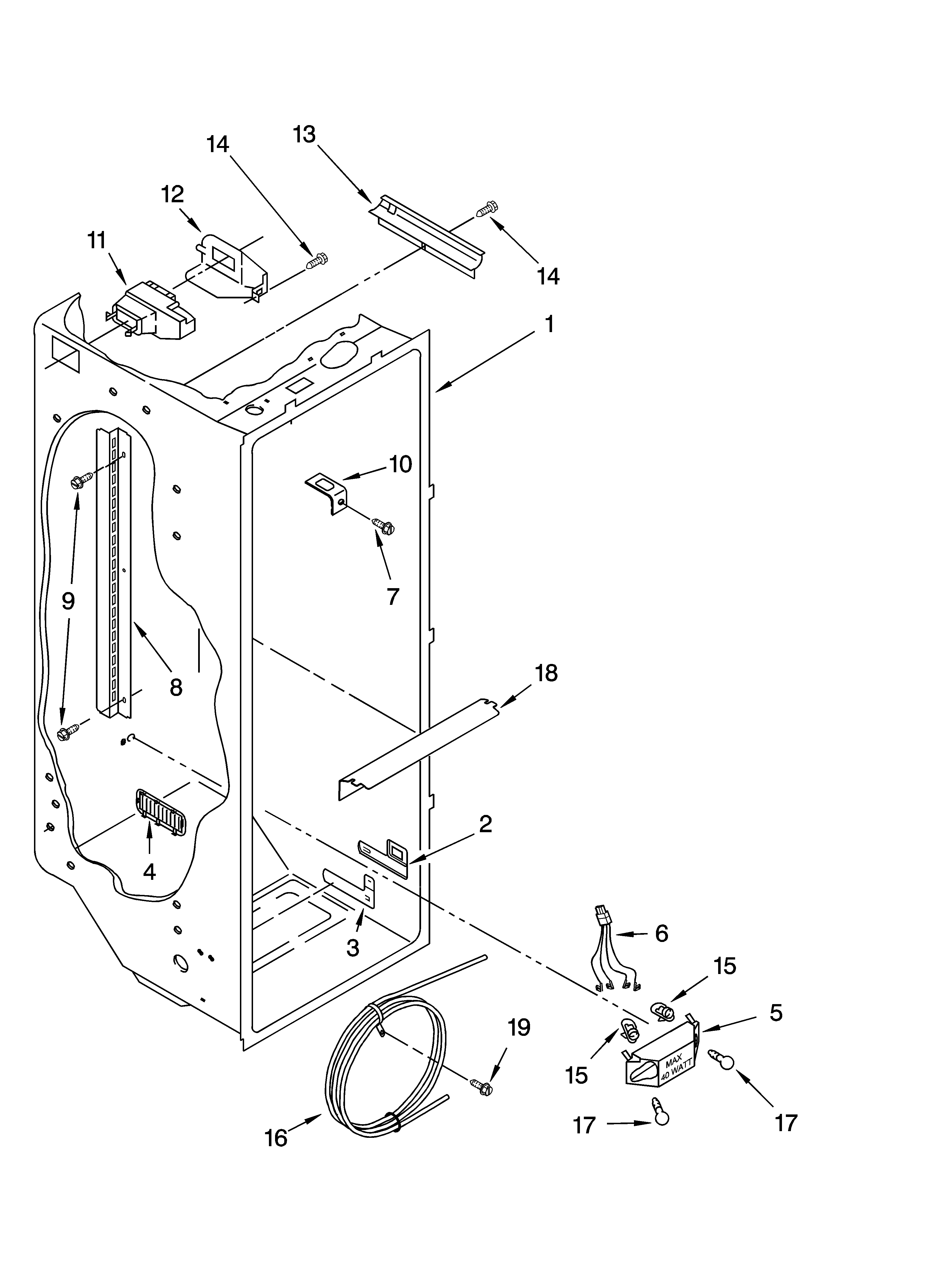 Whirlpool ED5FHGXNQ02 refrigerator liner parts diagram